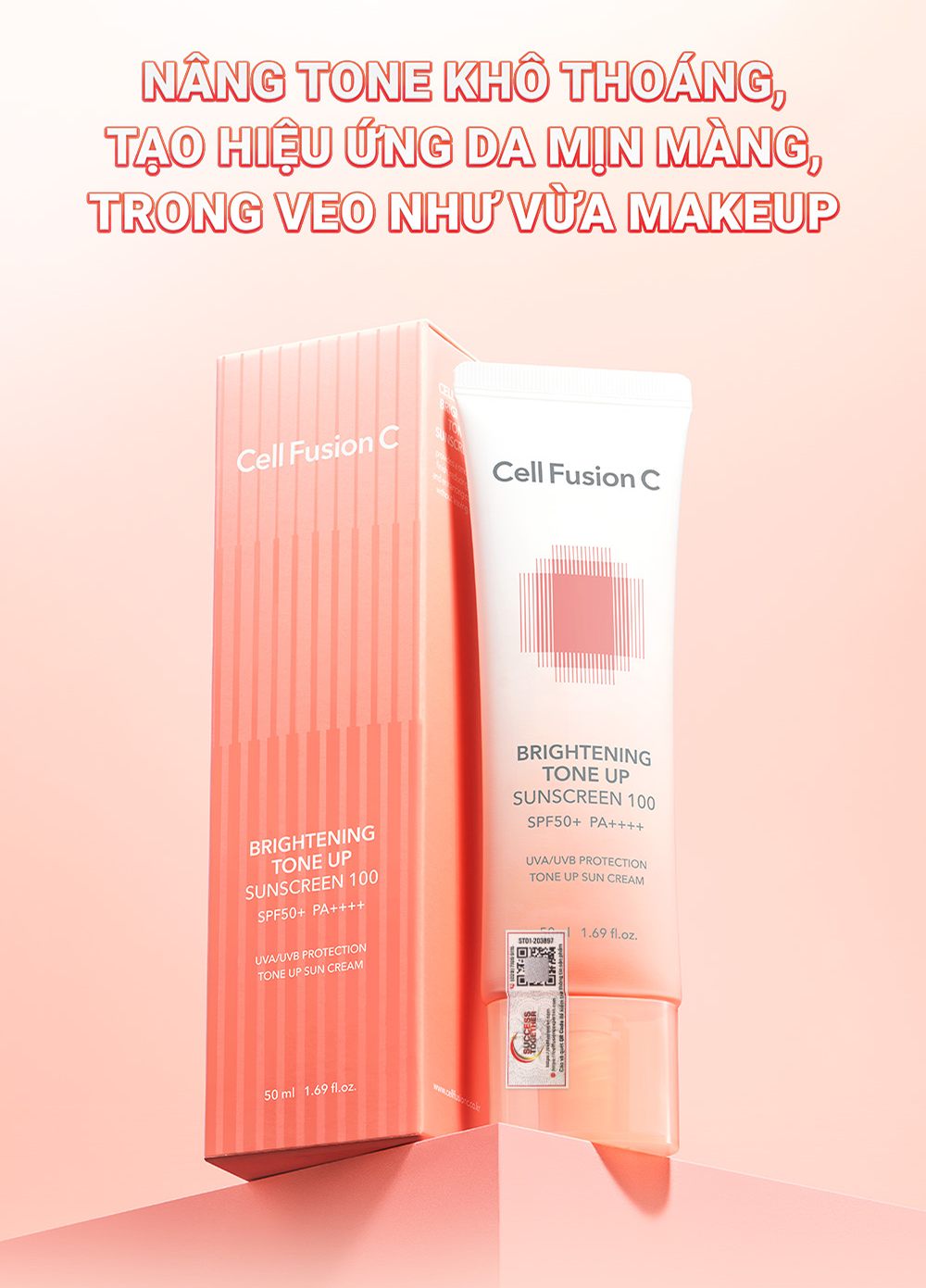 Kem Chống Nắng Nâng Tone Ráo Mịn Kiềm Dầu Cell Fusion C Brightening Tone Up Sunscreen 100 SPF50+ PA ++++ 35ml +35ml - 6