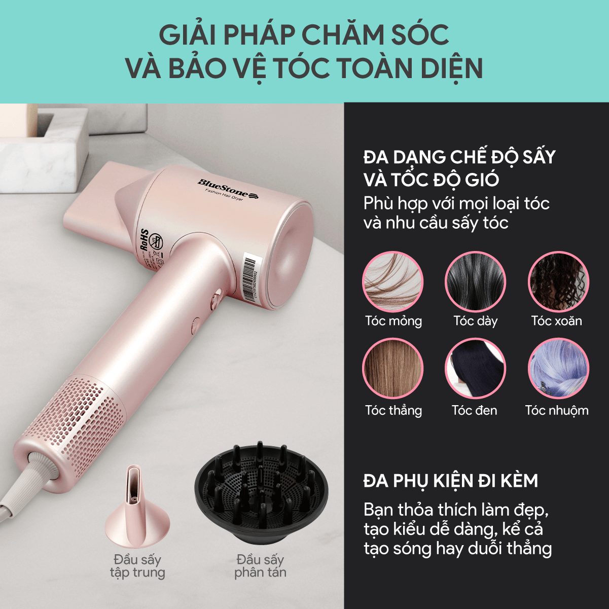 Máy Sấy Tóc BlueStone HDB-1975 1600W - 2