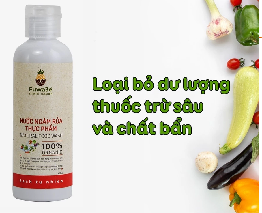 Nước ngâm rửa thực phẩm FUWA3E loại bỏ 40+ tồn dư BVTV 100ml - Phân phối chính hãng