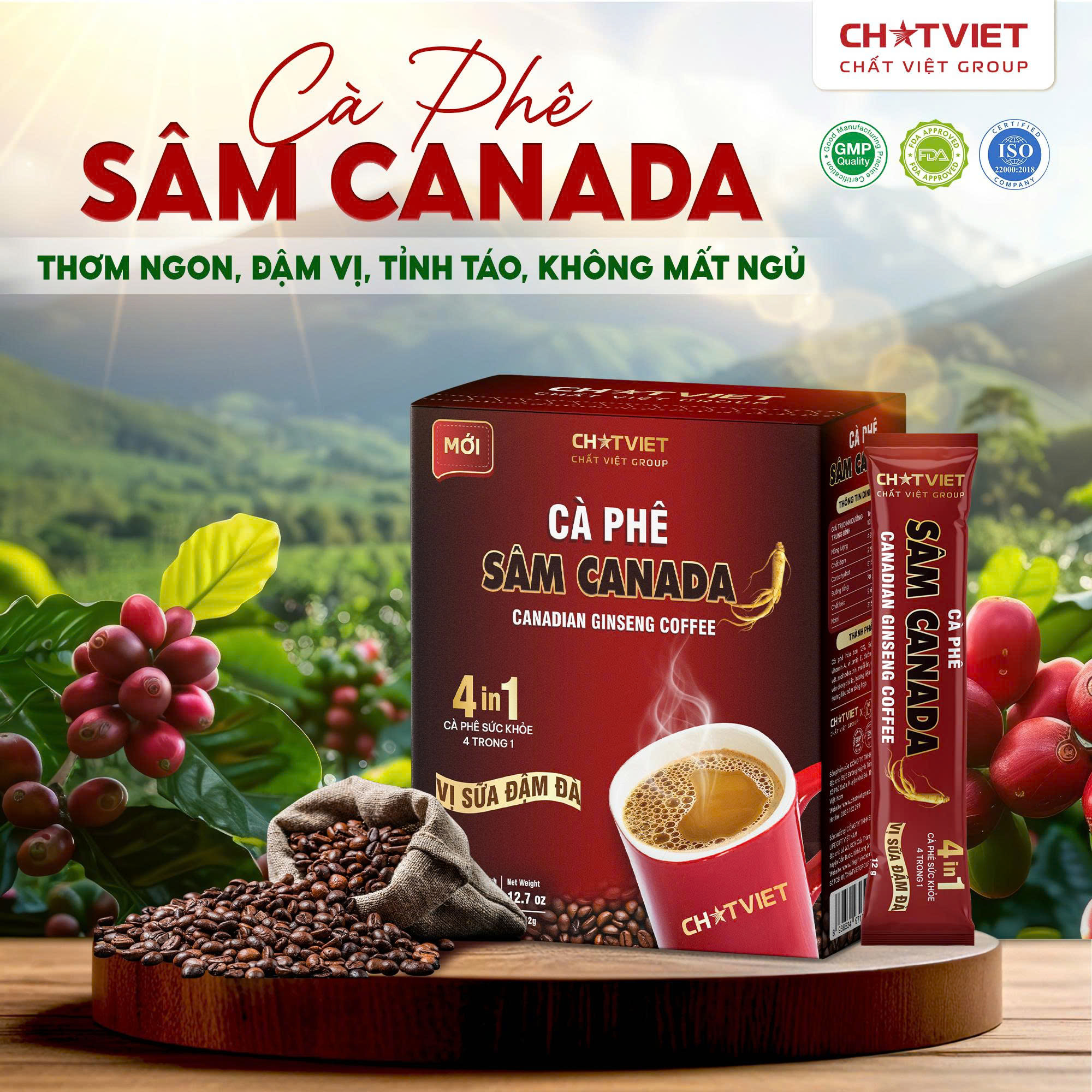 Cà Phê Sâm Canada (Hộp 30 gói) - Phân phối chính hãng