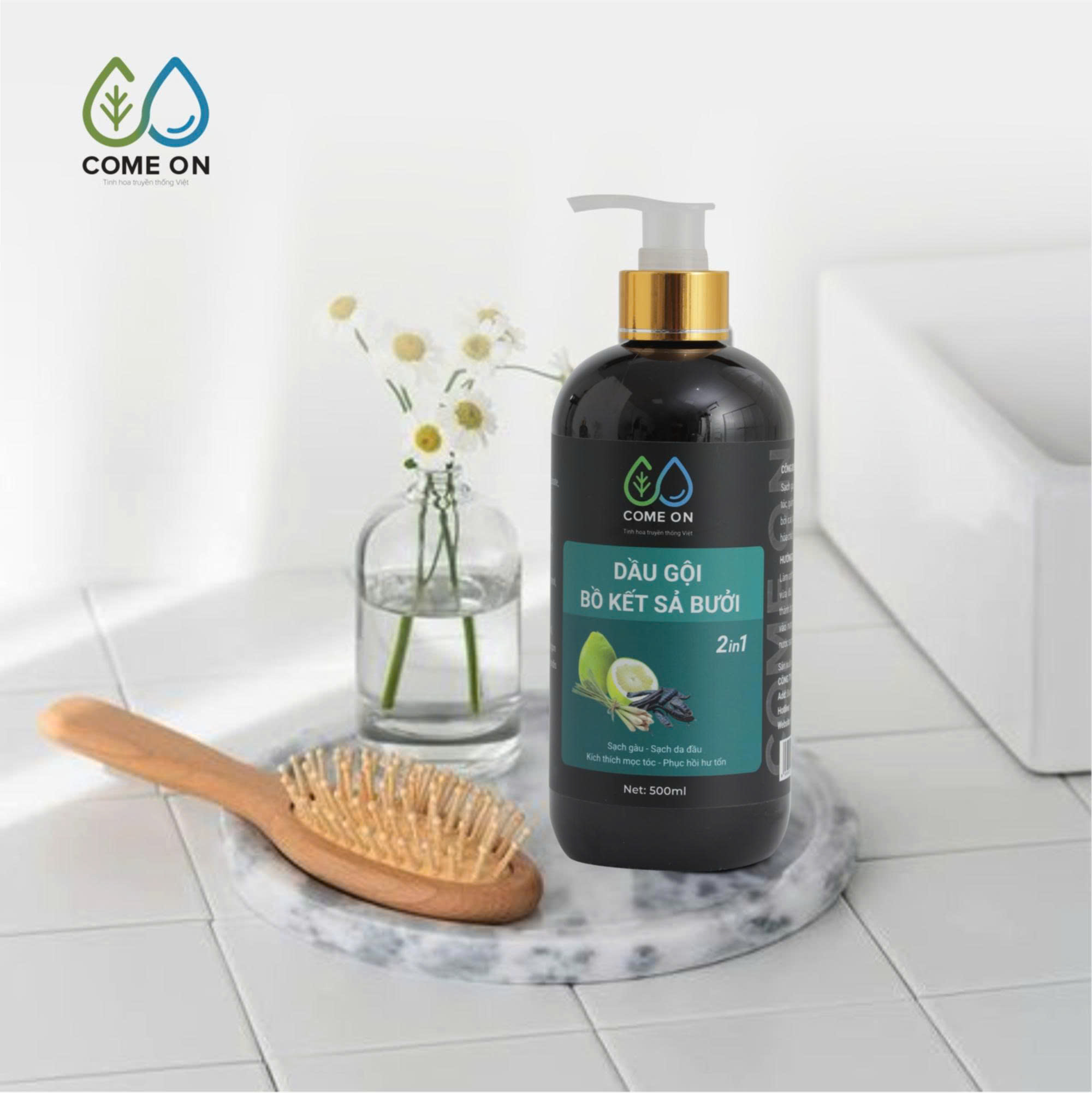Dầu gội thảo dược bồ kết - sả - bưởi COME ON 500ml - 5