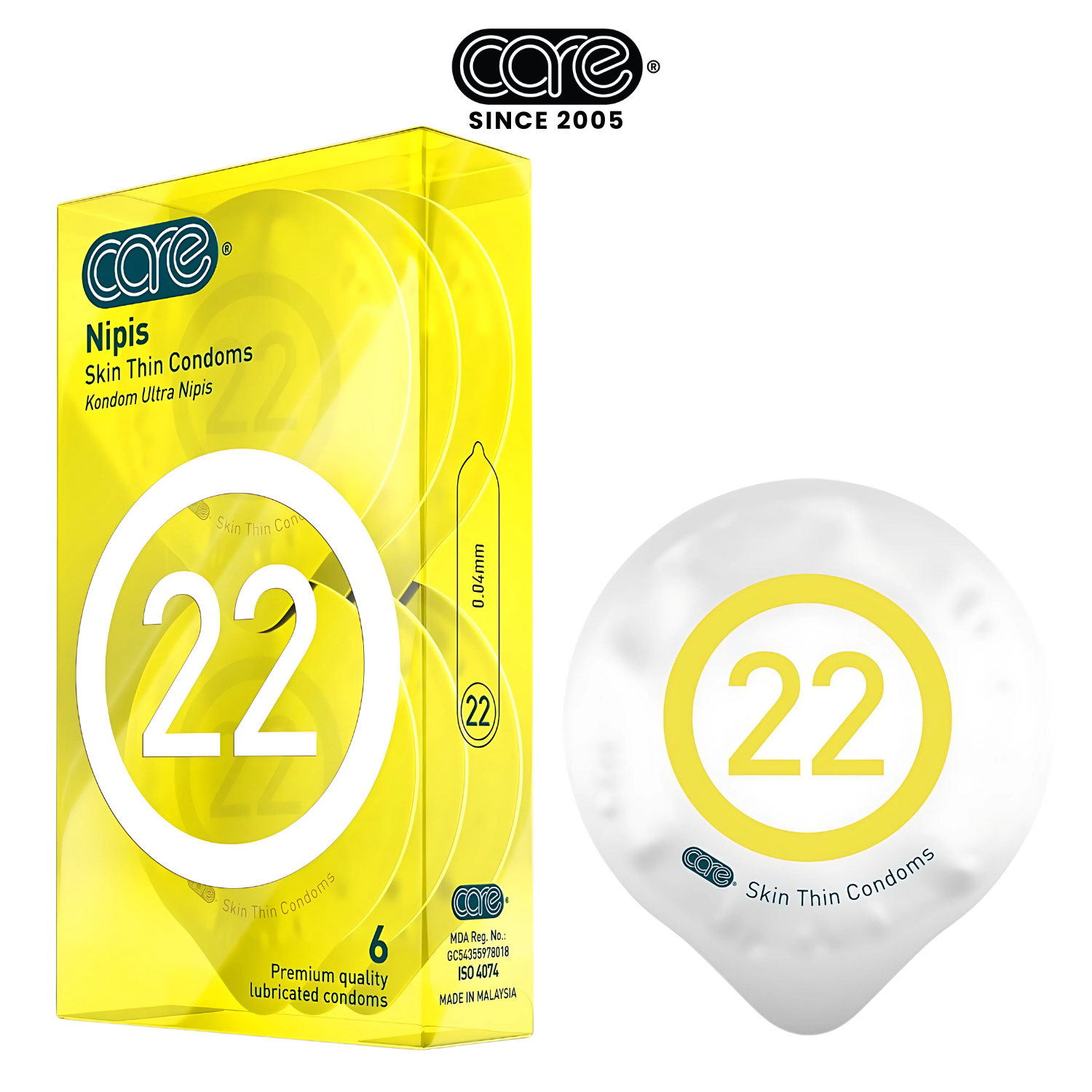 Bao cao su CARE 22 cao su tự nhiên siêu mỏng - hương nước hoa (hộp 6 bcs) - Phân phối chính hãng