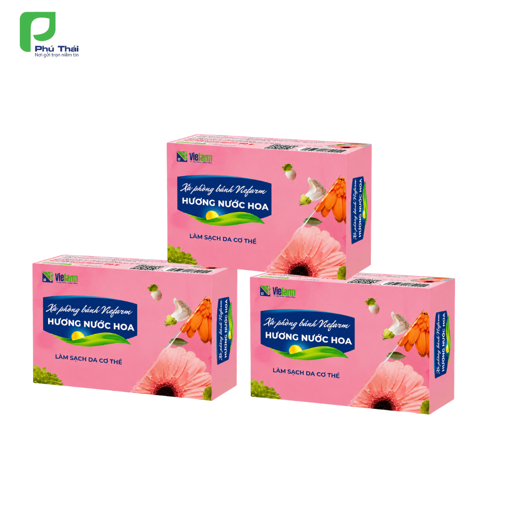 Combo 03 Xà phòng bánh Viefarm hương nước hoa 90g - Phân phối chính hãng
