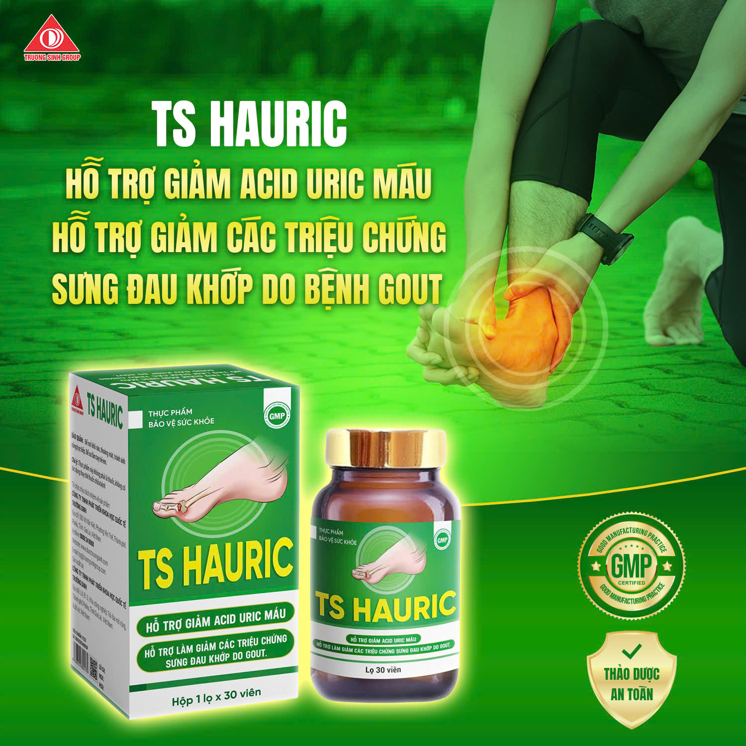 Viên uống TS Hauric hỗ trợ giảm acid uric và sưng đau khớp do gout 30v