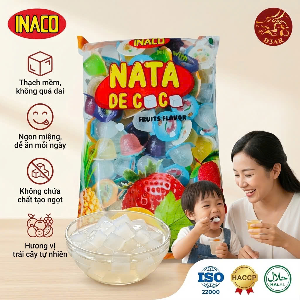 Túi 1,5 ký Thạch hương trái cây Nata de Coco - INACO Mini Jelly