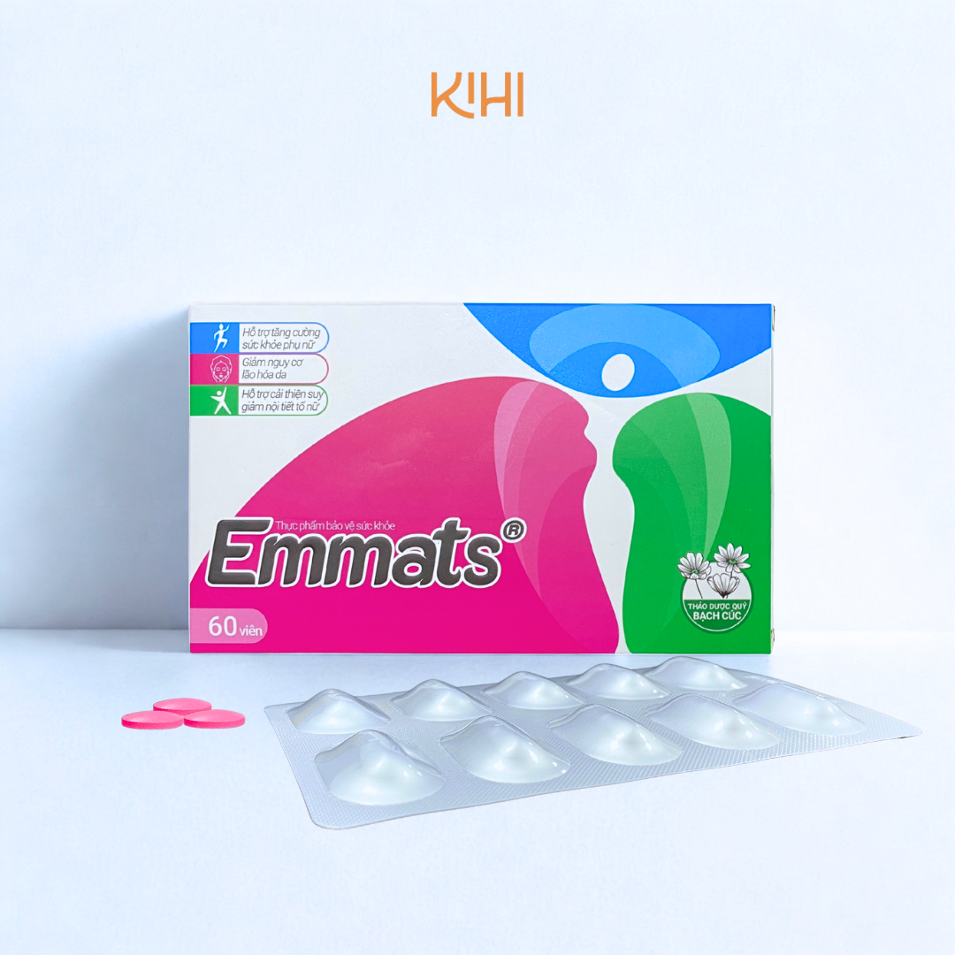 Thực phẩm bảo vệ sức khoẻ Emmats hỗ trợ cân bằng nội tiết tố (60 viên) - Phân phối chính hãng