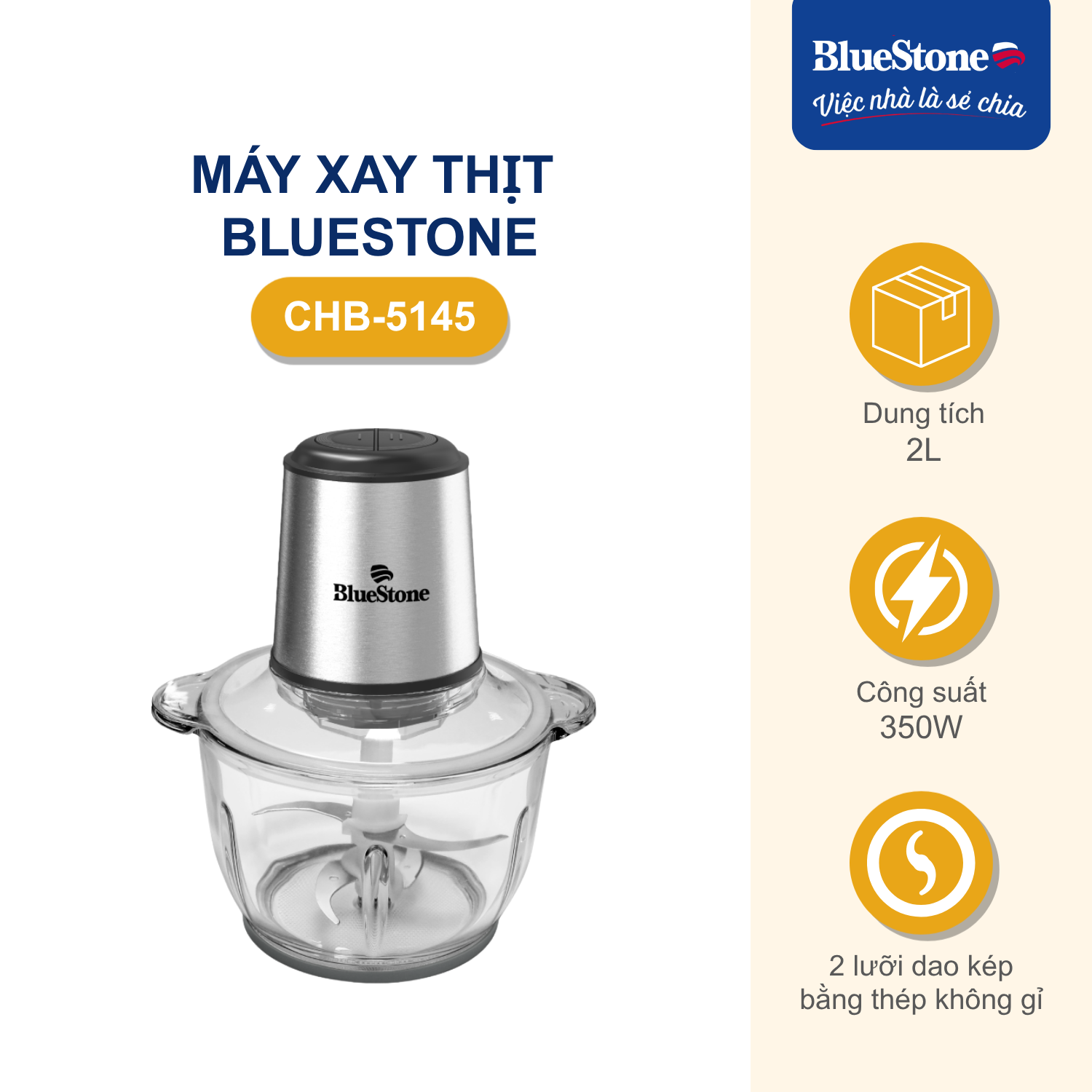 Máy Xay Thịt BlueStone CHB-5145 2 Lít 350W - Phân phối chính hãng