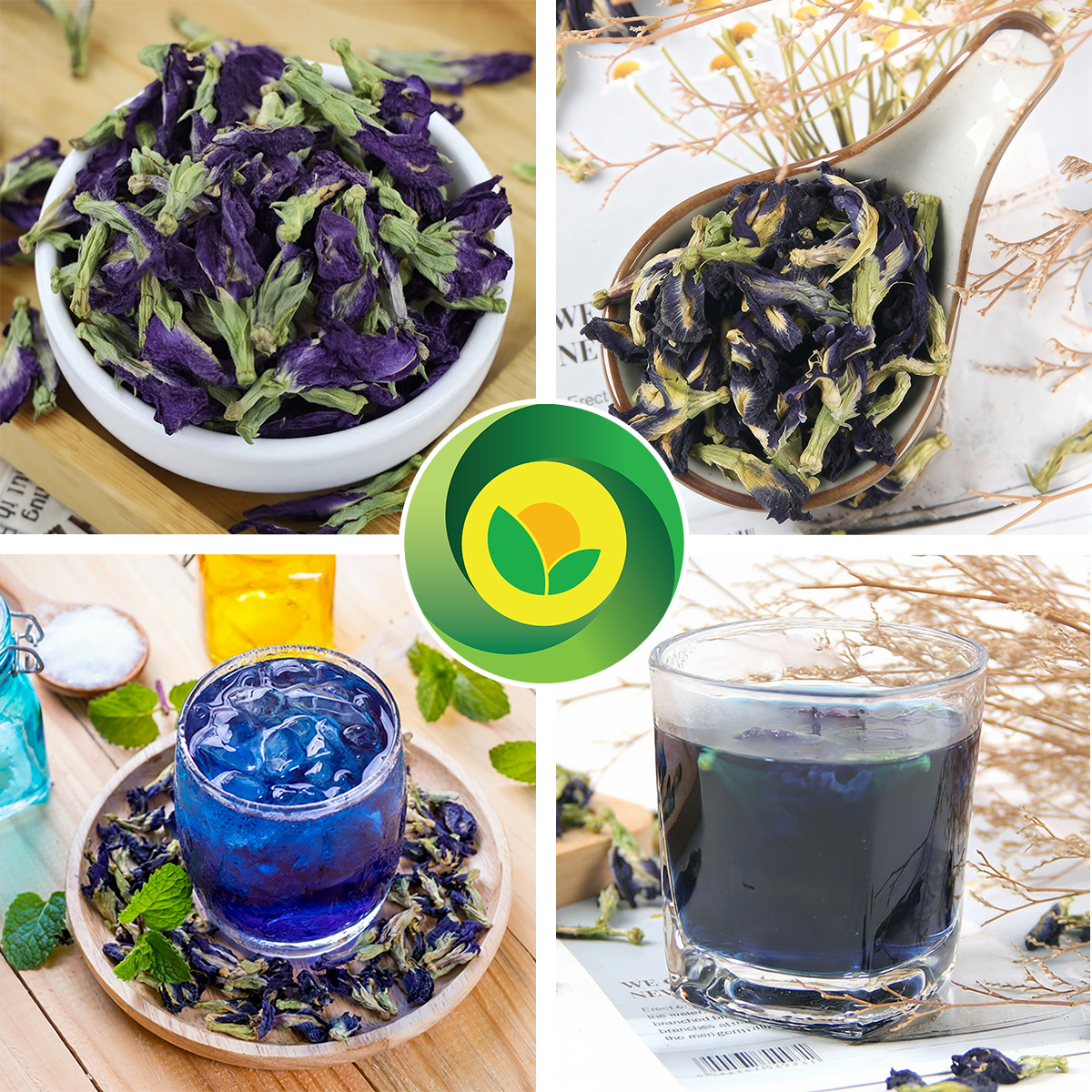 Trà Hoa Đậu Biếc Sunbeleaf - Hoa Khô Pha Trà Và Tạo Màu Thực Phẩm - Túi Zip 100g