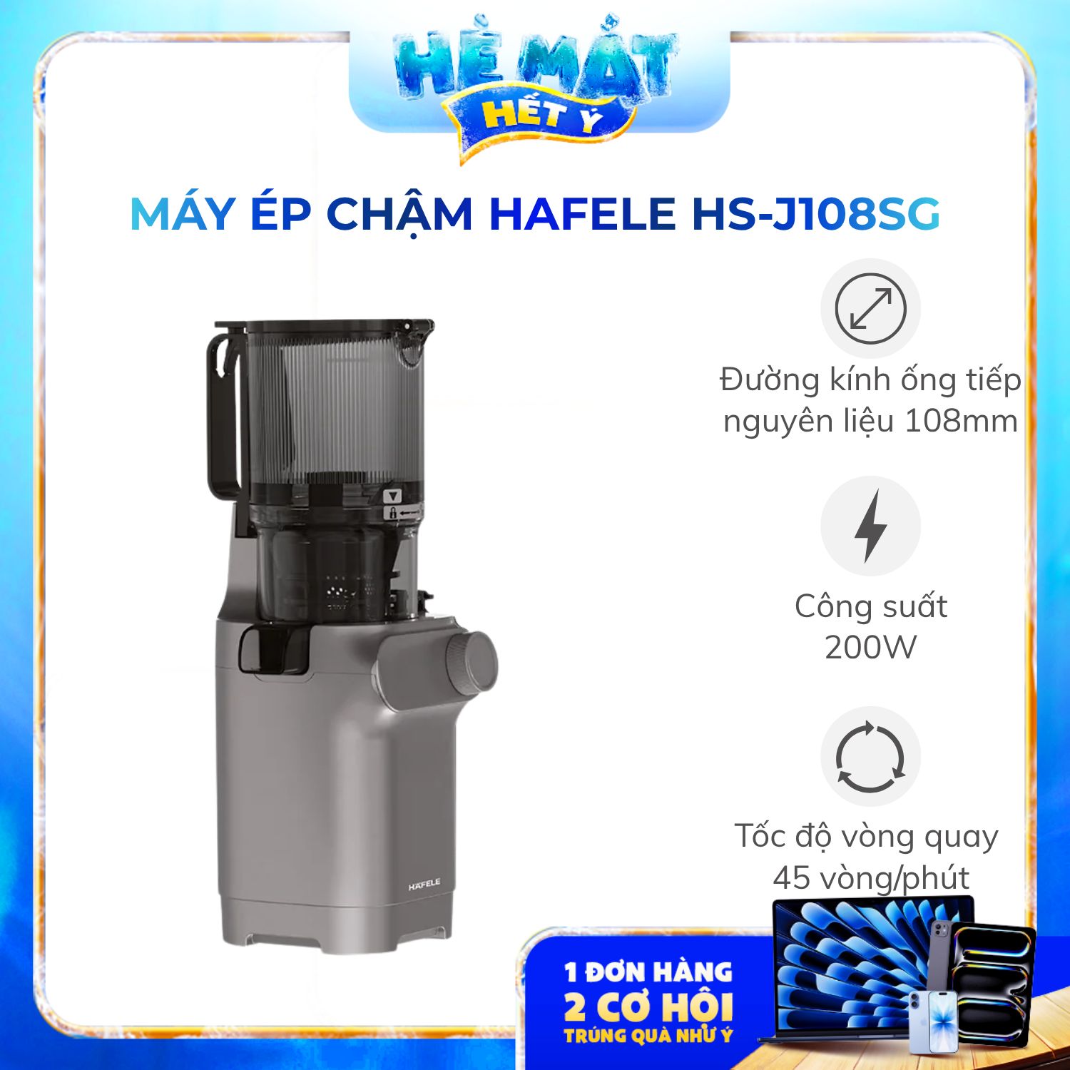 Máy ép chậm Hafele HS-J108SG - Phân phối chính hãng