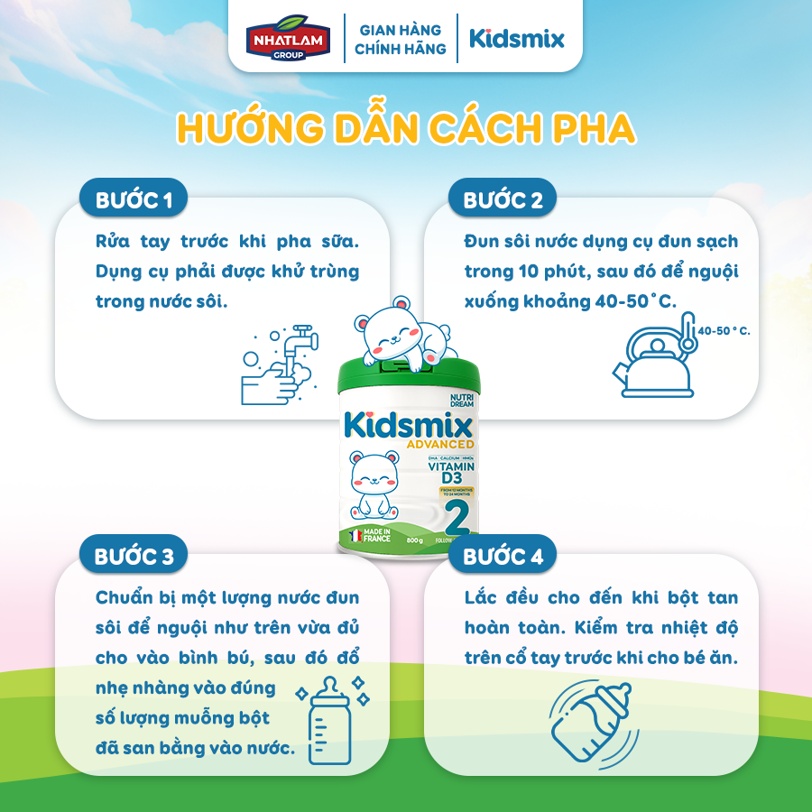 Sữa Bột Kidsmix Advanced Số 2 800gr Dành Cho Bé Từ 12-24 Tháng Tuổi