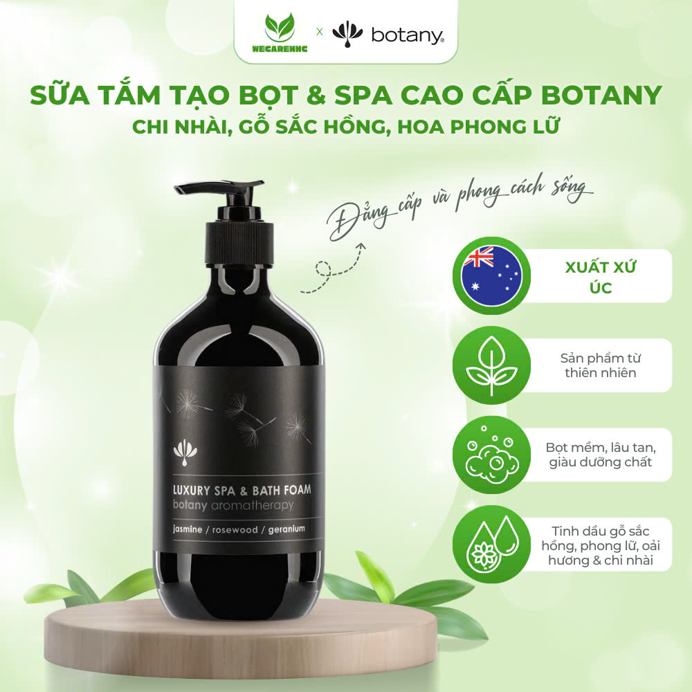 SỮA TẮM TẠO BỌT VÀ SPA CAO CẤP BOTANY -Cấp ẩm, đẹp da, kháng viêm-chi nhài, gỗ sắc hồng, hoa phong lữ (chai 500ml) - 8