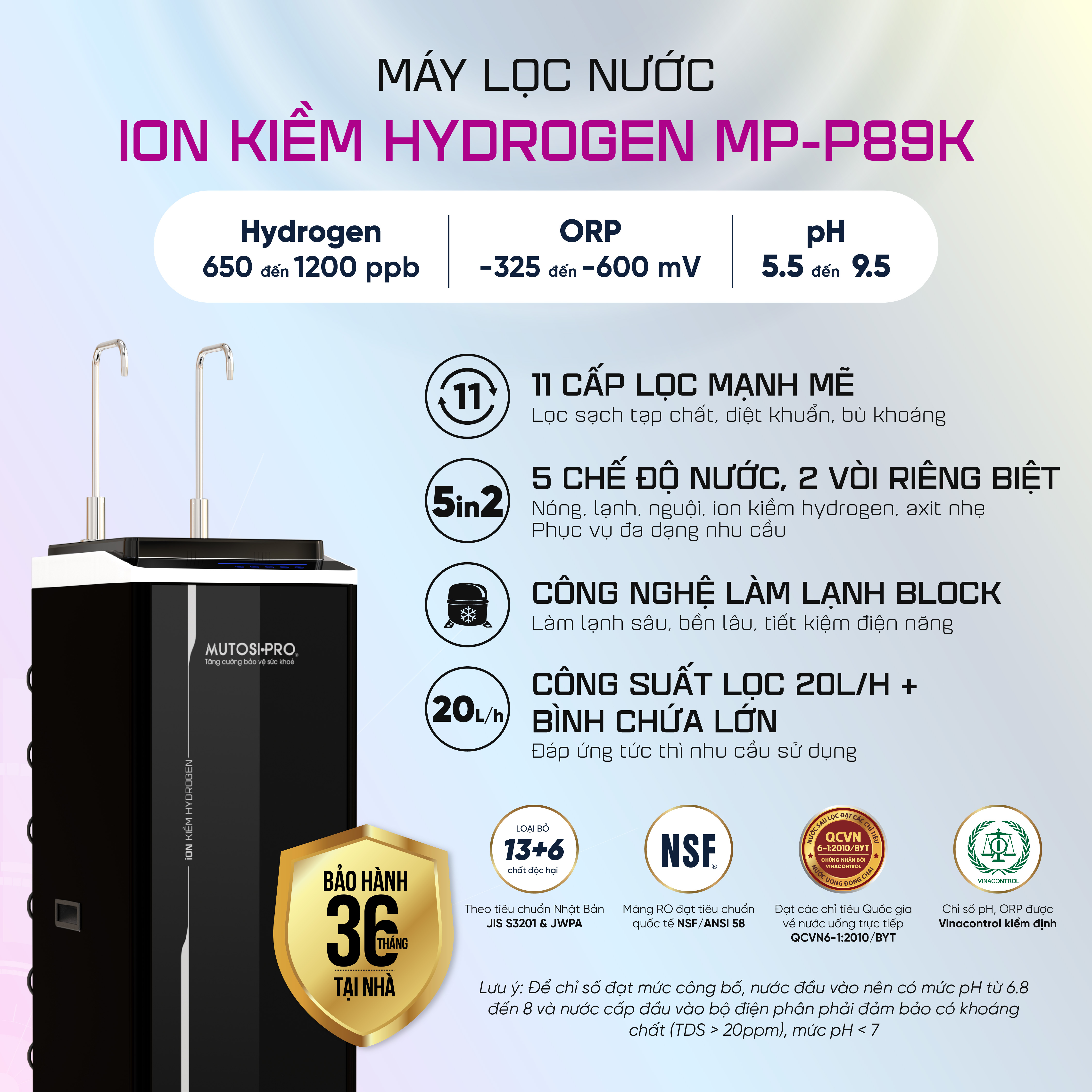 Máy Lọc Nước Nóng Lạnh Nguội Ion Kiềm Hydrogen Mutosi Pro MP-99PRO - 2