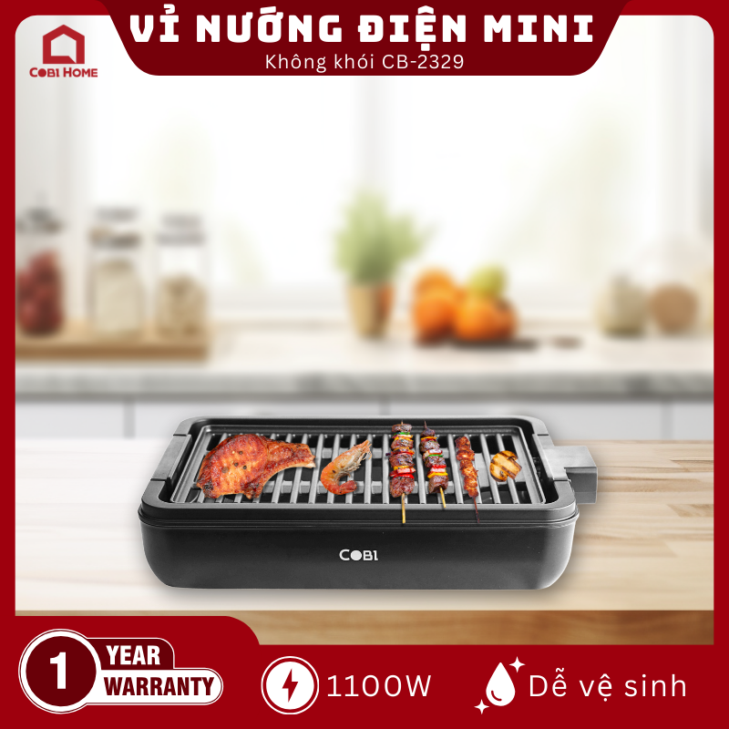 Vỉ Nướng Điện Không Khói Mini BBQ Cobi_355042 - Phân phối chính hãng