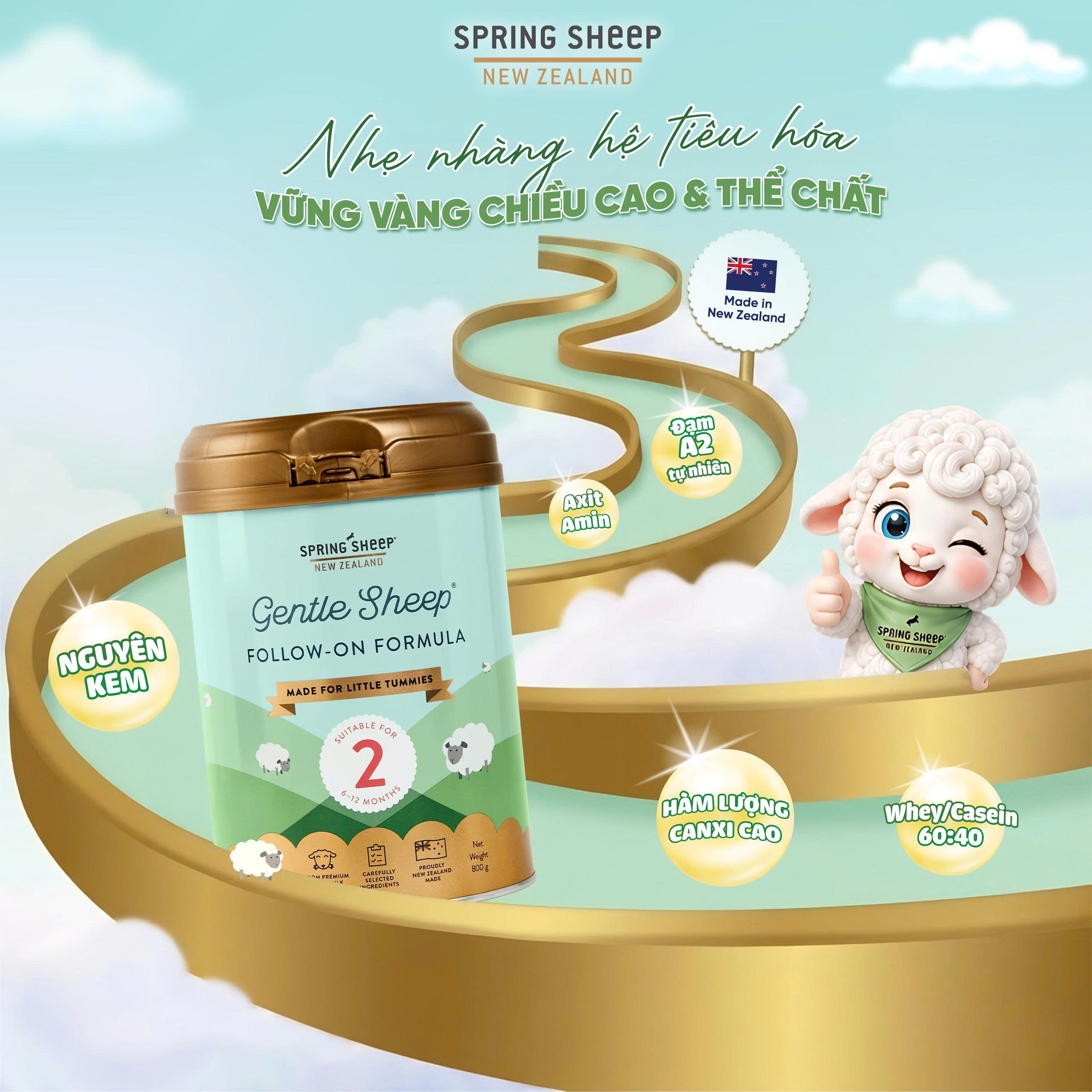 Sữa Spring Sheep số 2 cho trẻ từ 6-12 tháng tuổi 800g - Phân phối chính hãng