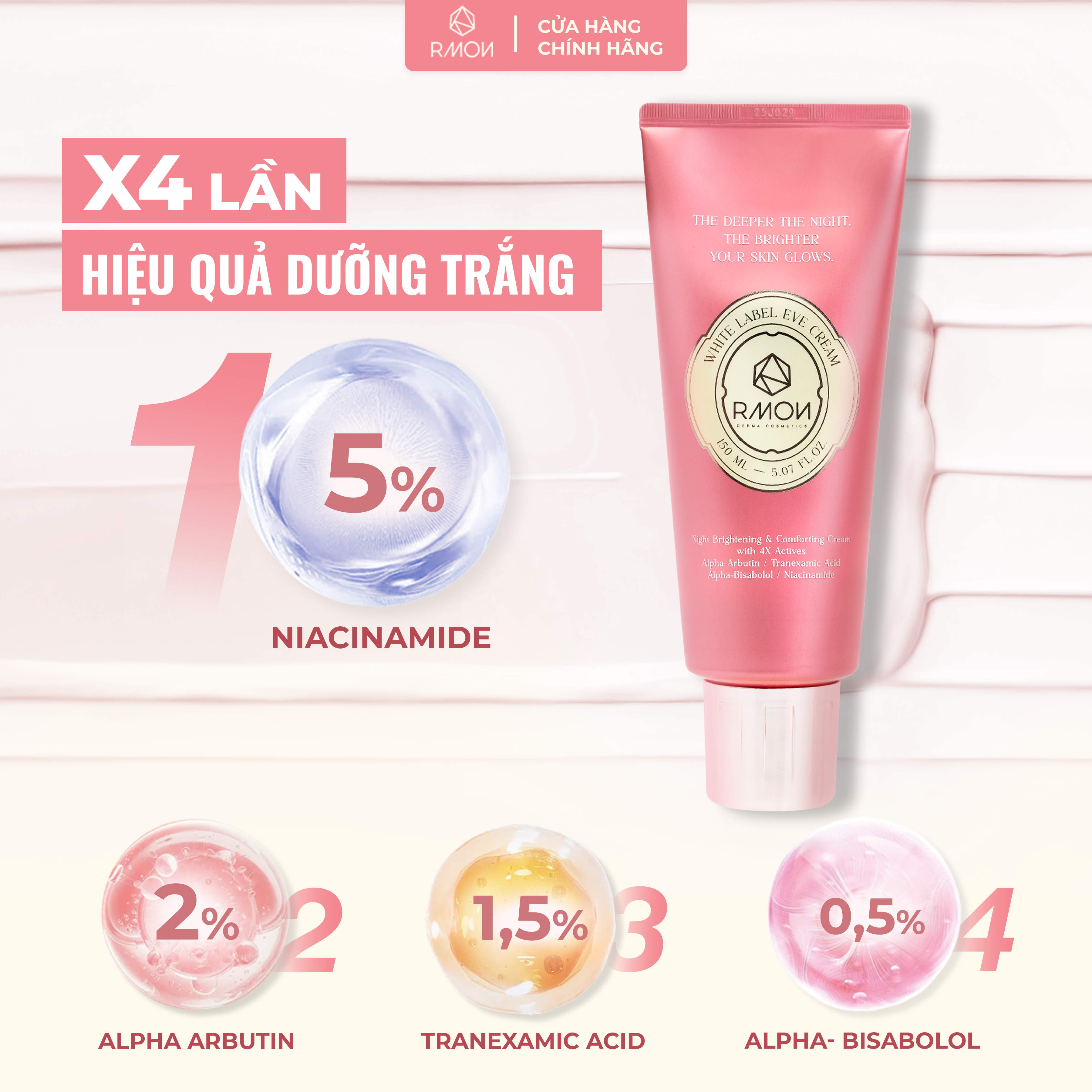 Kem Dưỡng Thể Trắng Mịn Chuyên Sâu RMON White Label Eve Cream 150ml