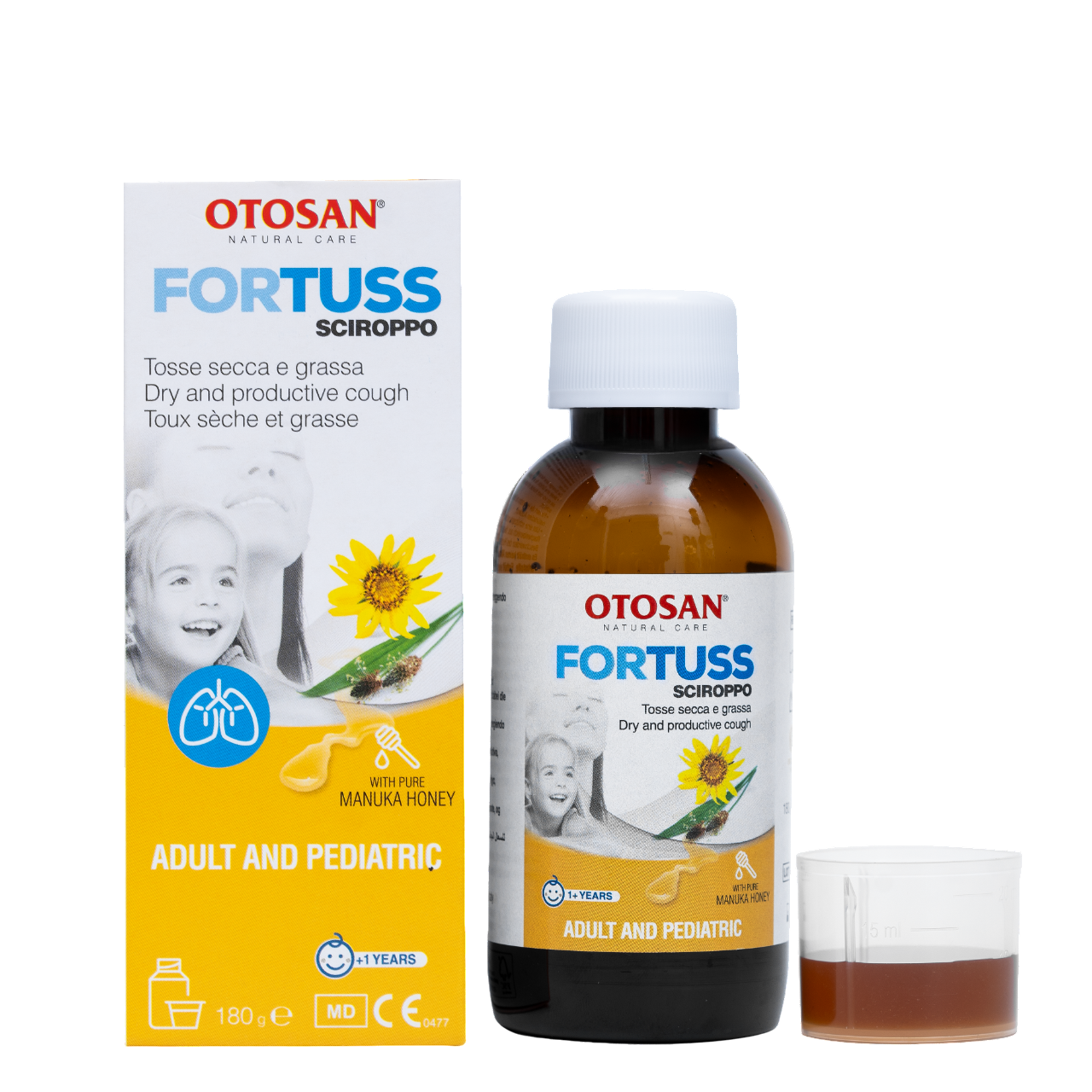 Siro Ho Thảo Dược Otosan Fortuss, Giảm Ho, Tiêu Đờm –  Giảm Ho Khan & Ho Đờm – Chai 180g - Phân phối chính hãng