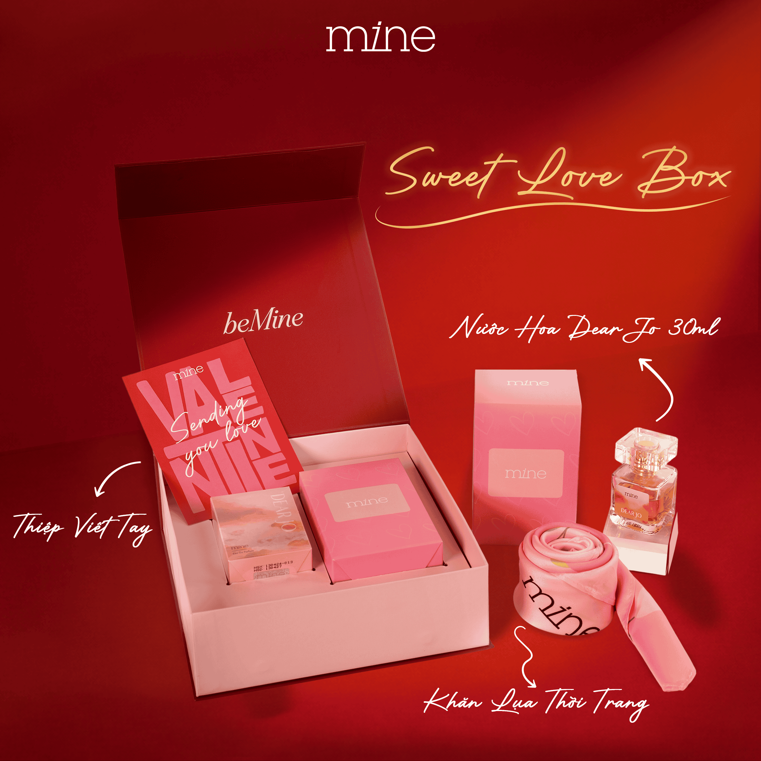 Hộp quà tặng Mine Nước hoa DearJo 30ml & Khăn lụa - Phân phối chính hãng