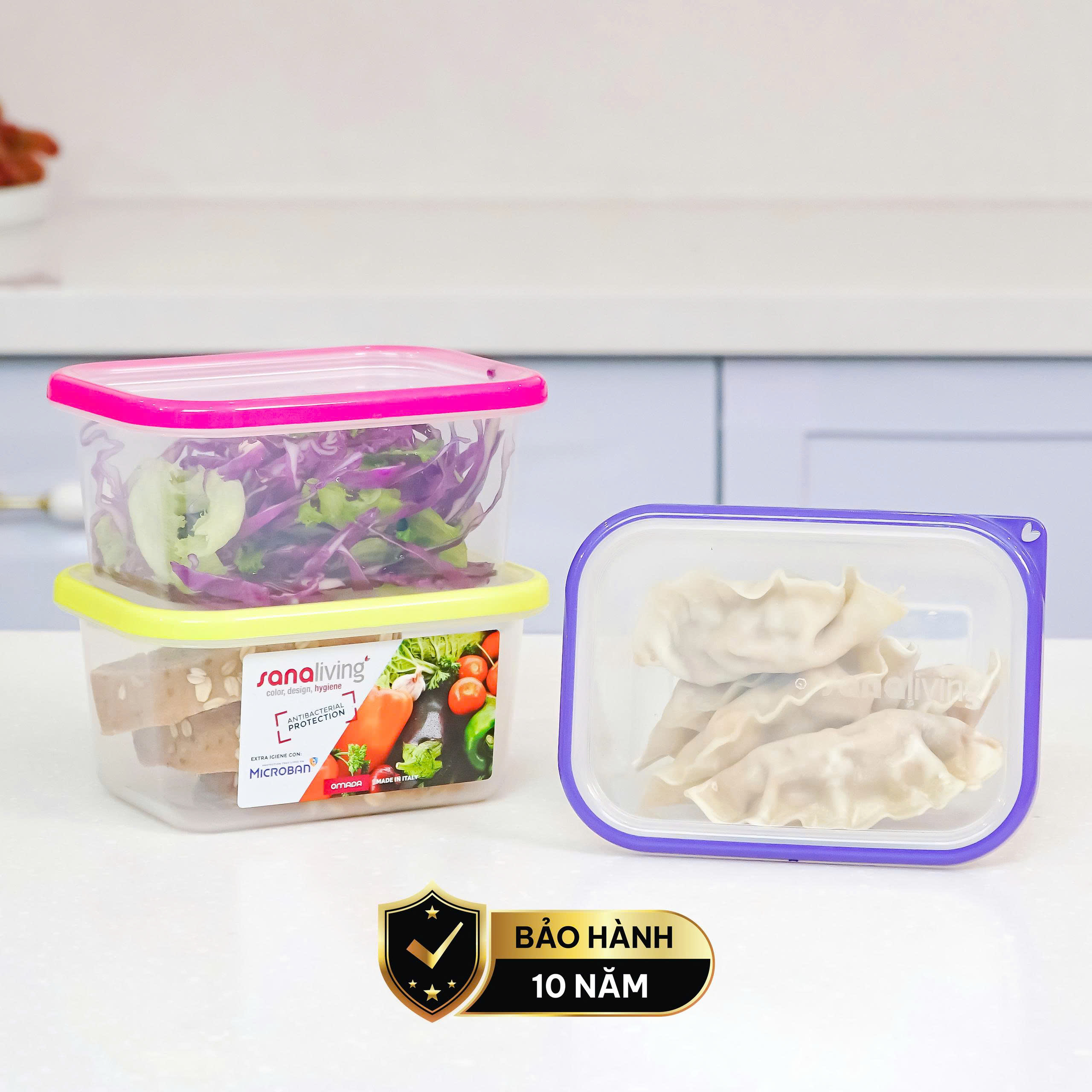 Set 3 Hộp đựng thực phẩm kháng khuẩn 550ml Sanaliving cao cấp OMADA - Model :  S2312CA - 4