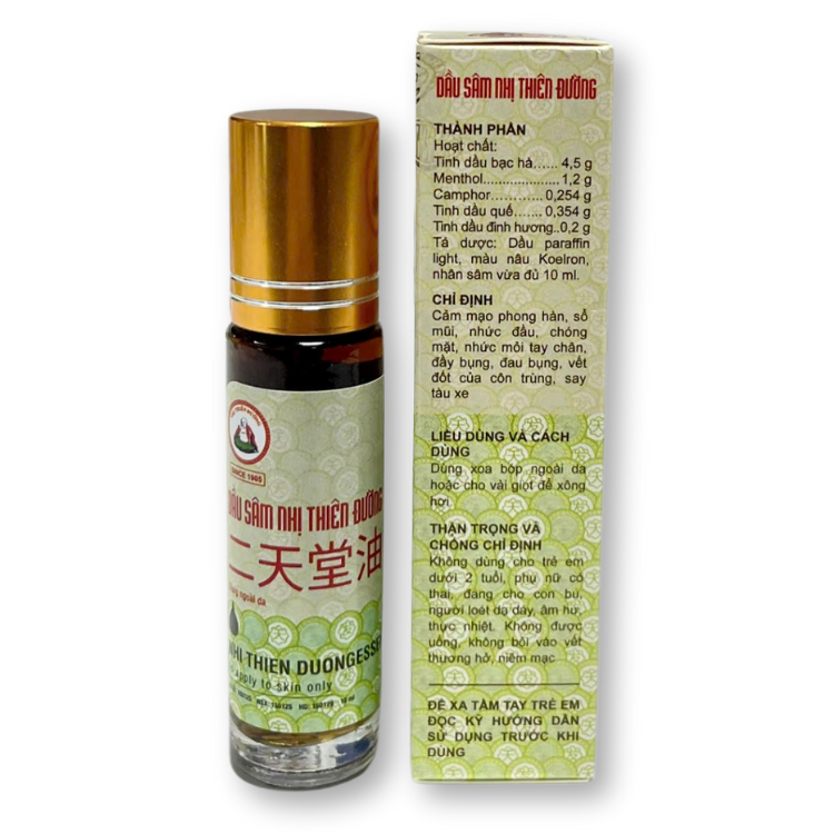 Dầu Lăn Nhân Sâm Nhị Thiên Đường Chai 10ml Hỗ Trợ Làm Giảm Cảm Mạo, Nhức đầu, Đau Bụng, Say tàu xe - 3