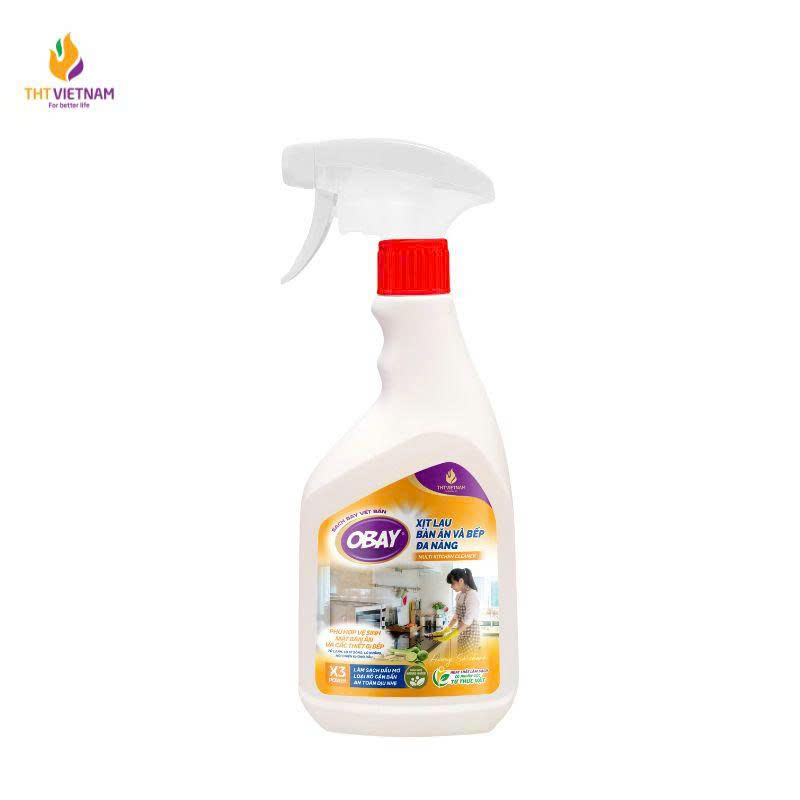 Xịt lau bàn ăn và bếp đa năng OBAY - Hương sả chanh 450ml