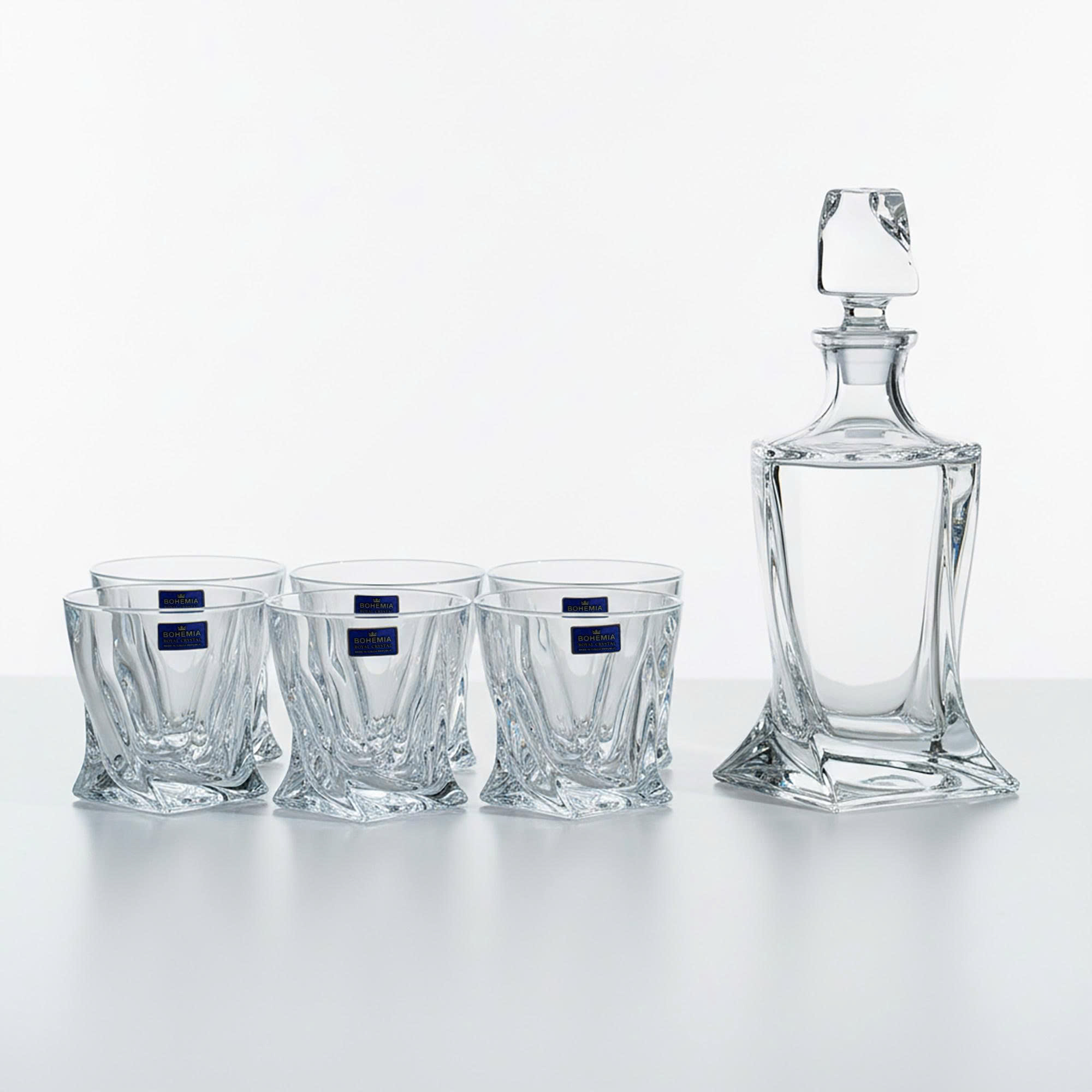 Bộ bình rượu Whisky 850ml và set 6 ly pha lê 340ml Bohemia Royal Crystal - Phân phối chính hãng