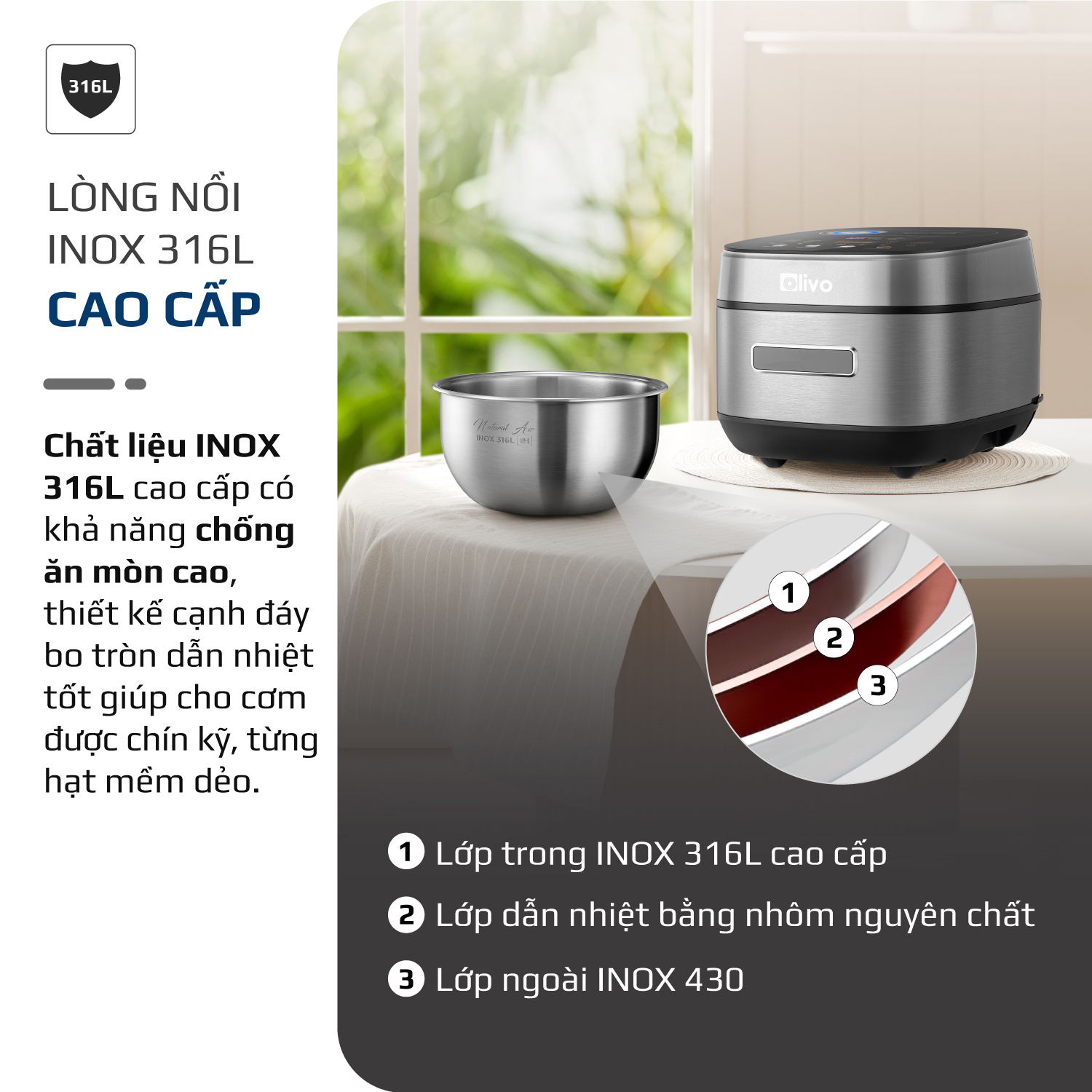 Nồi cơm cao tần OLIVO RC900IH - 4