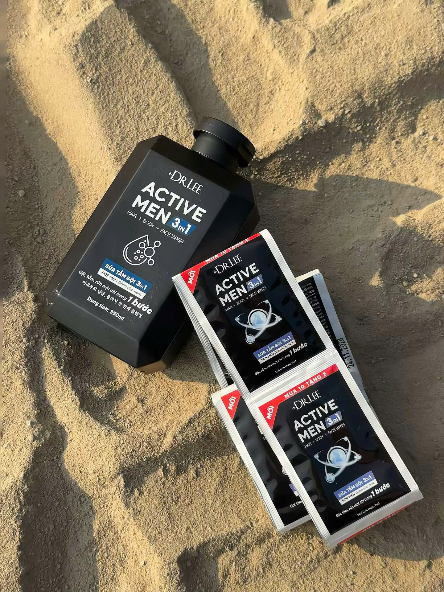 Dây 12 Gói 3in1 +Dr.Lee Active Men (7ml/gói) – Sữa Tắm Gội Rửa Mặt Nam, Sạch Gàu, Mát Lạnh, Giảm Mụn Lưng