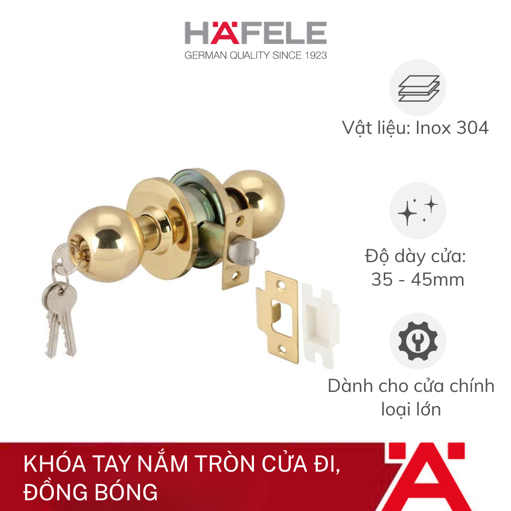 KHÓA TAY NẮM TRÒN CỬA ĐI, ĐỒNG BÓNG 911.64.267