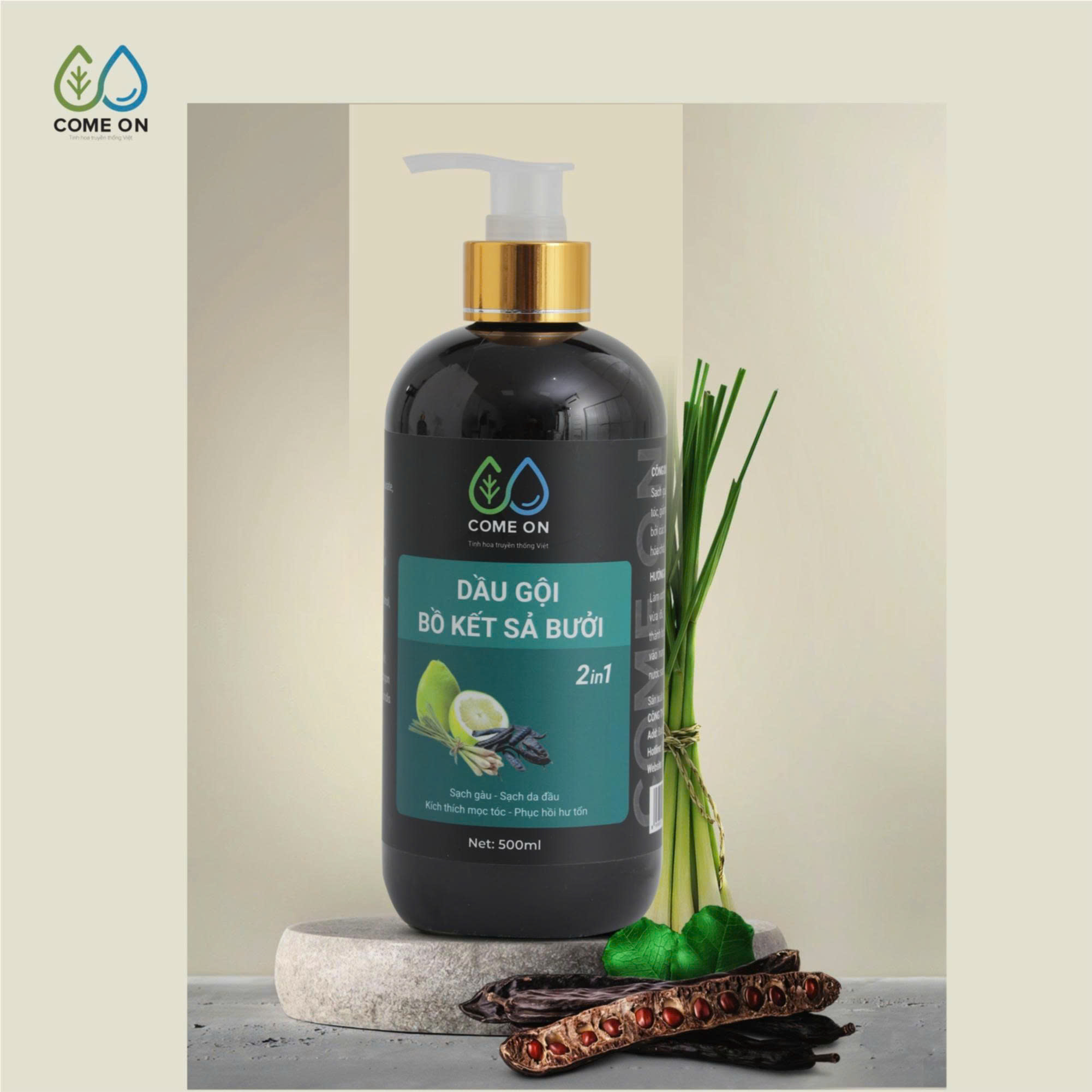 Dầu gội thảo dược bồ kết - sả - bưởi COME ON 500ml - 9