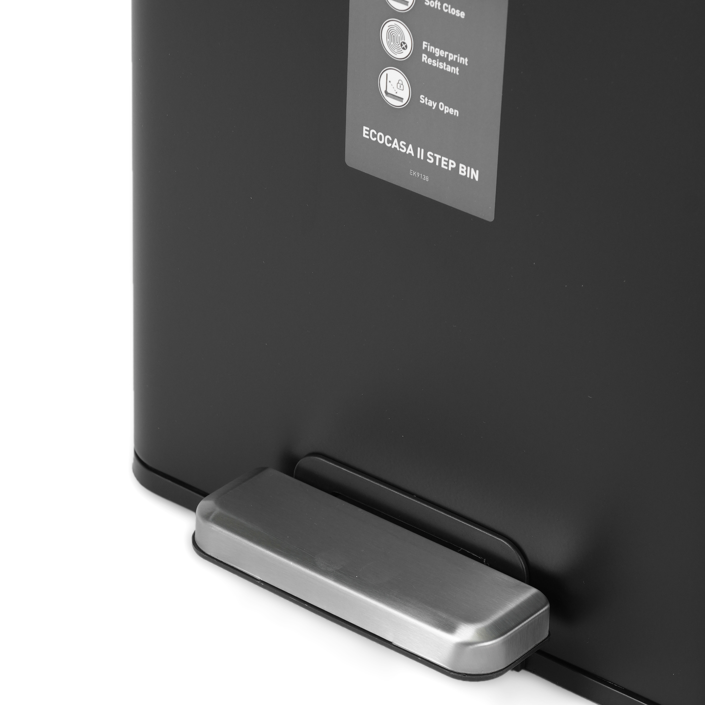 Thùng rác inox 12L nắp bật, chống ồn Eko - Đen_384622