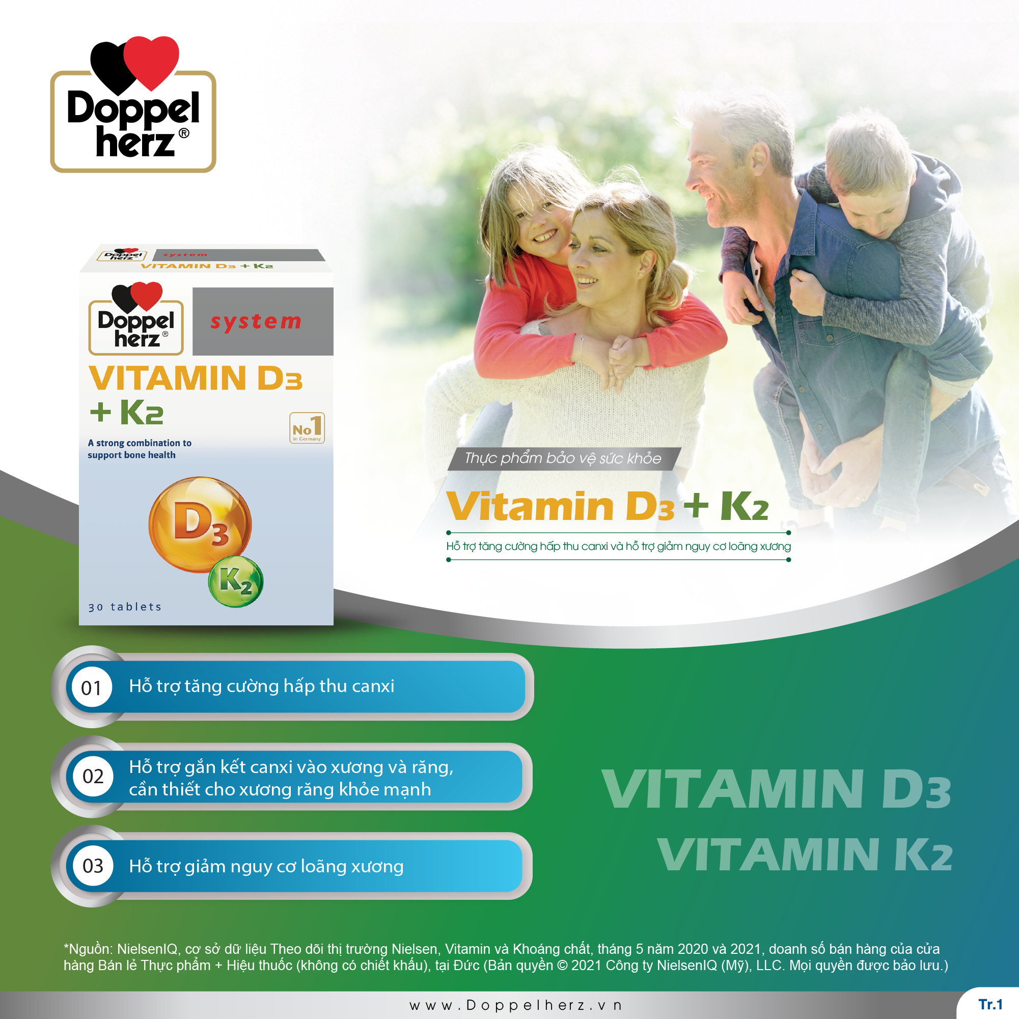 TPBVSK Vitamin D3 + K2 hỗ trợ tăng cường hấp thu canxi, giảm nguy cơ loãng xương