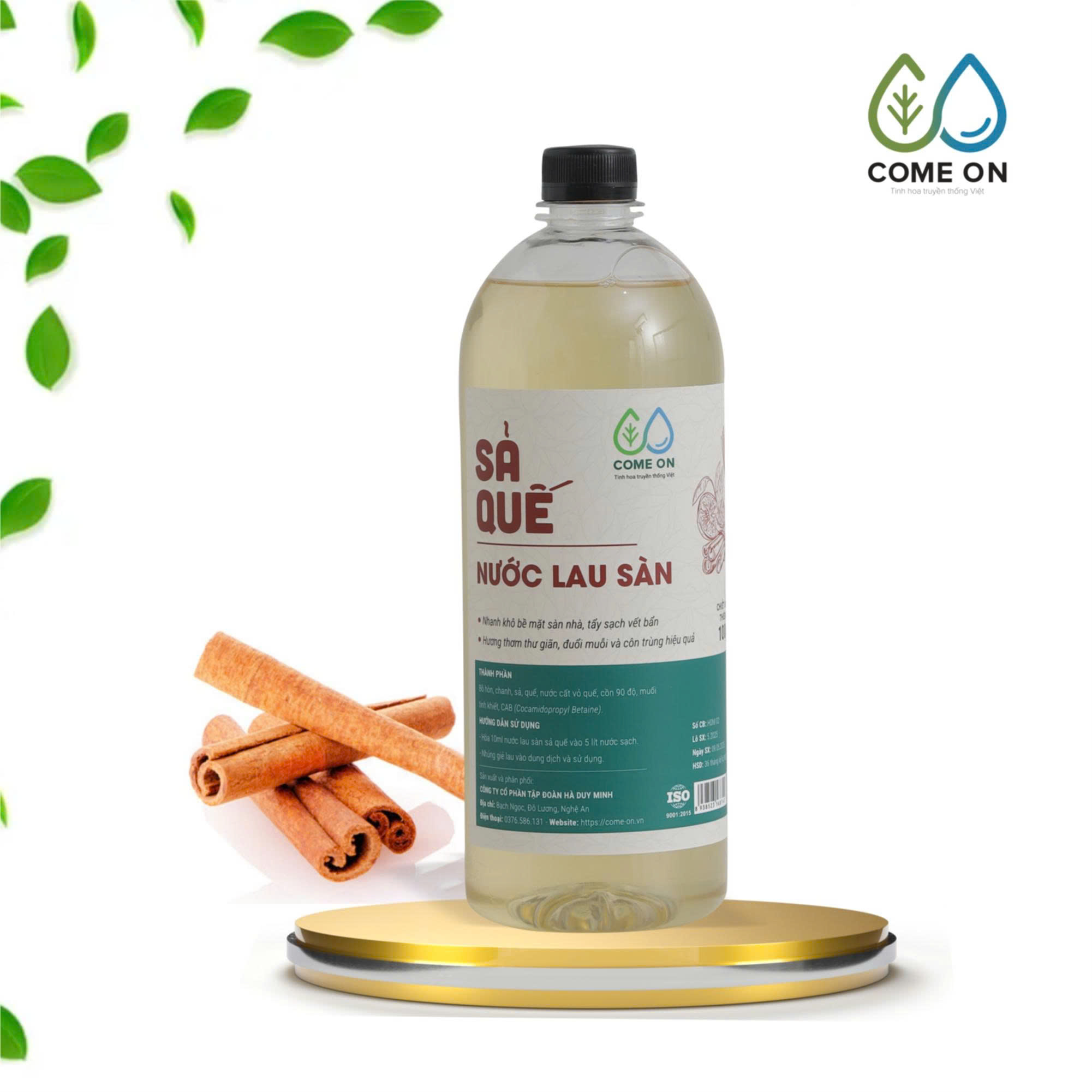 Nước lau sàn sả quế COME ON sạch bóng thơm mát từ thiên nhiên 1 lít