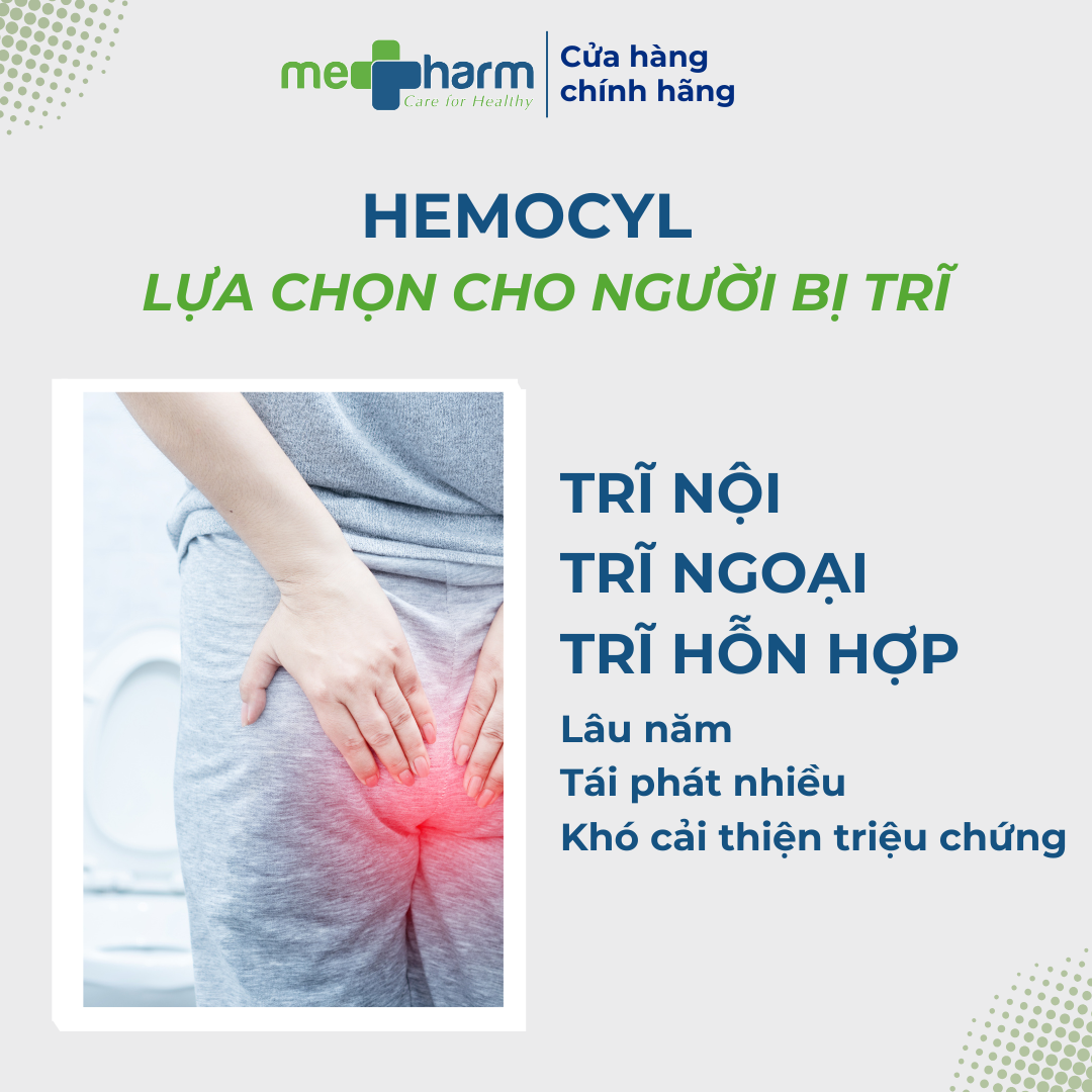 Viên uống Hemocyl - Hỗ trợ cải thiện triệu chứng trĩ: đau rát, ngứa hậu môn, chảy máu (Hộp 28 viên)