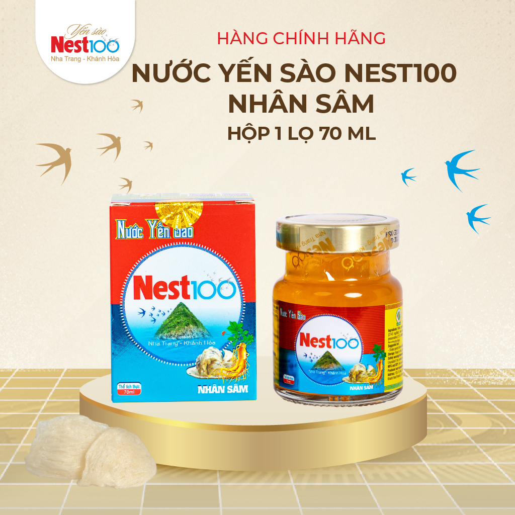 [Hộp 1 lọ 70ml] Yến Chưng Nhân Sâm Nest100 - Phân phối chính hãng
