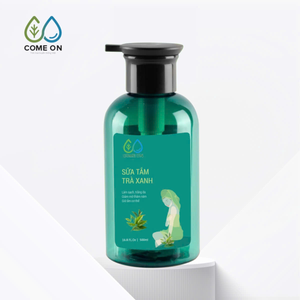 Sữa tắm trà xanh COME ON cấp ẩm, dưỡng da, sạch mụn lưng 500ml