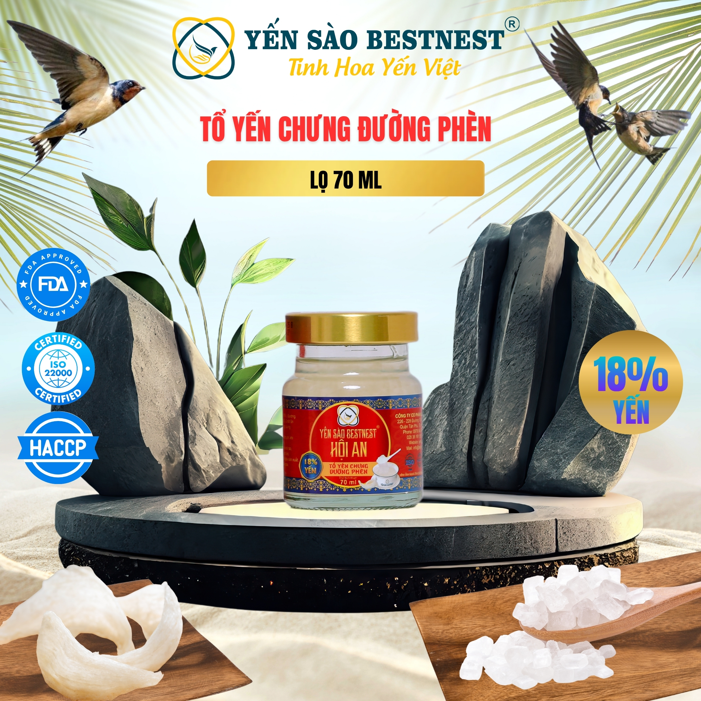 Thùng 30 hũ Yến Sào Chưng Sẵn Bestnest Hội An 18% Ngũ Vị (6 hũ Đường Phèn - 6 hũ Kid - 6 hũ Đông trùng hạ thảo - 6 hũ Nhân Sâm - 6 hũ Ăn Kiêng)