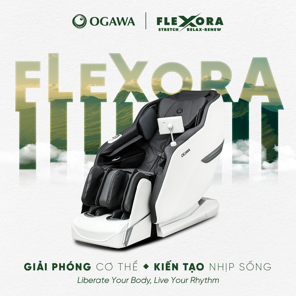 Ghế massage FLEXORA (OG-6290), màu trắng, hiệu Ogawa - Phân phối chính hãng
