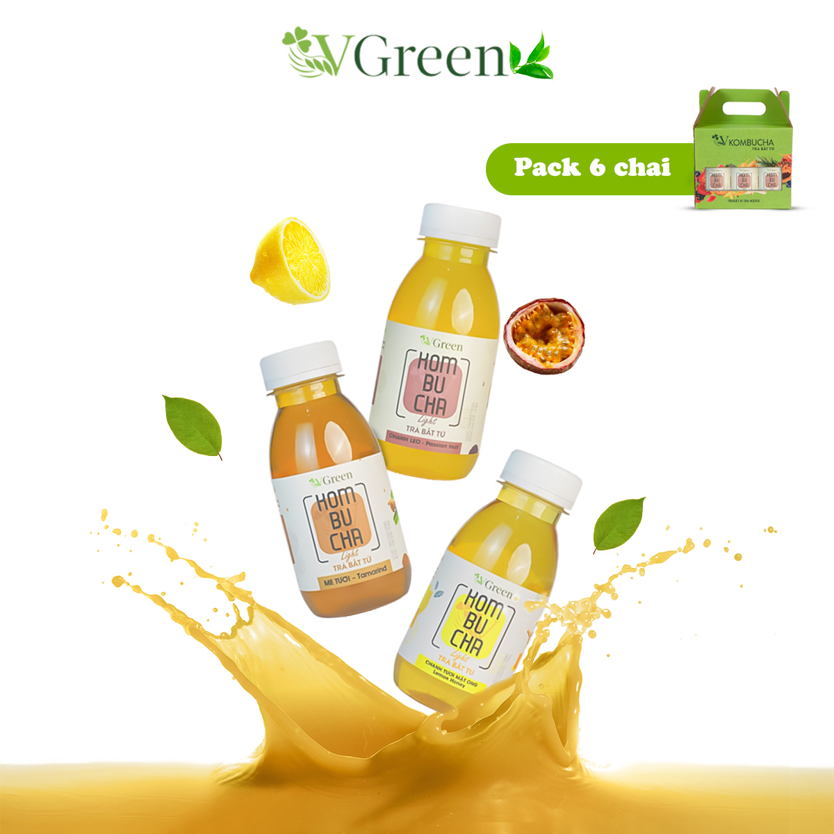 VKombucha Light - Mix Vị (Pack 6 Chai x 250ml) - Phân phối chính hãng