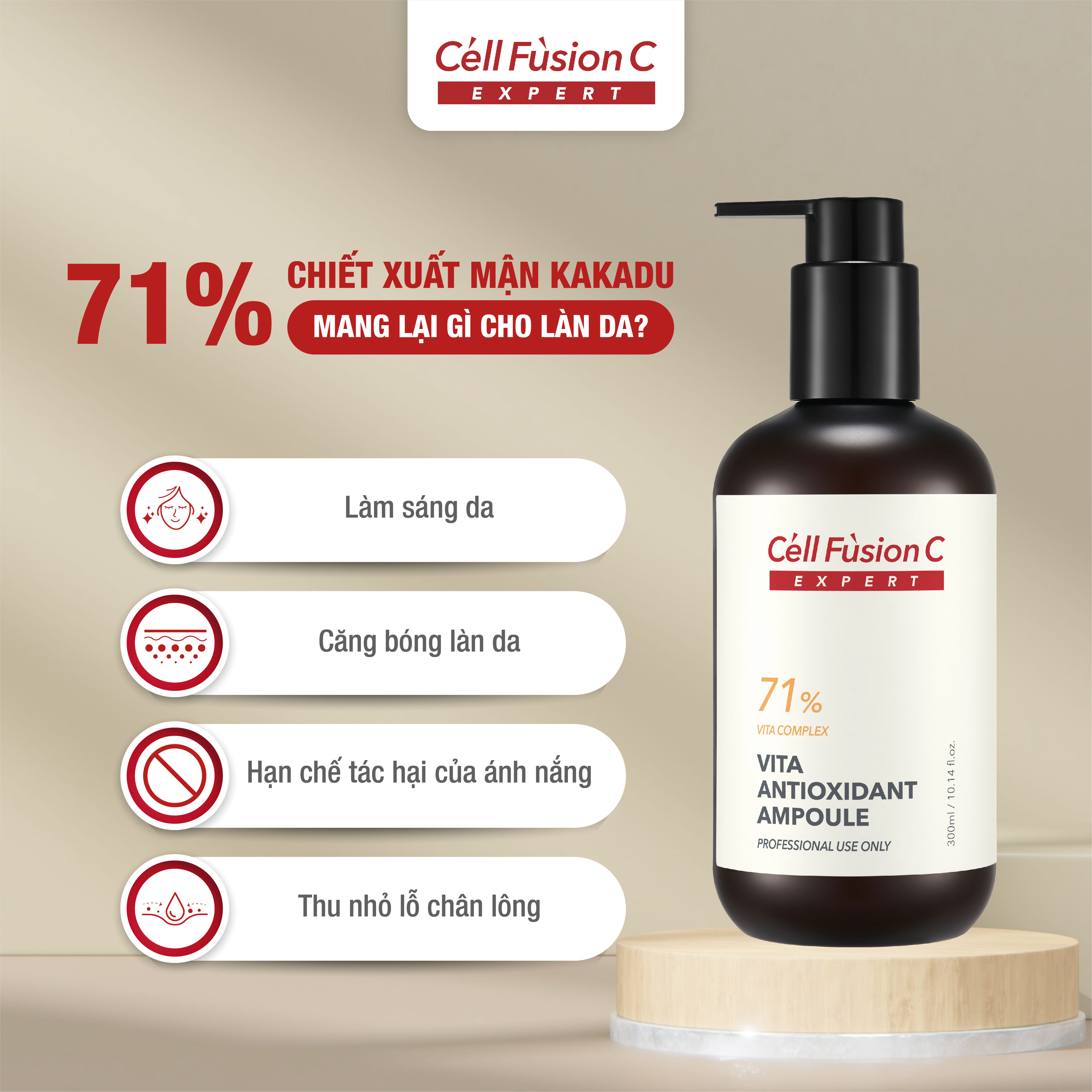 Ampoule dưỡng trắng và ngăn ngừa lão hóa Cell Fusion C Expert Vita Antioxidant Ampoule 300ml
