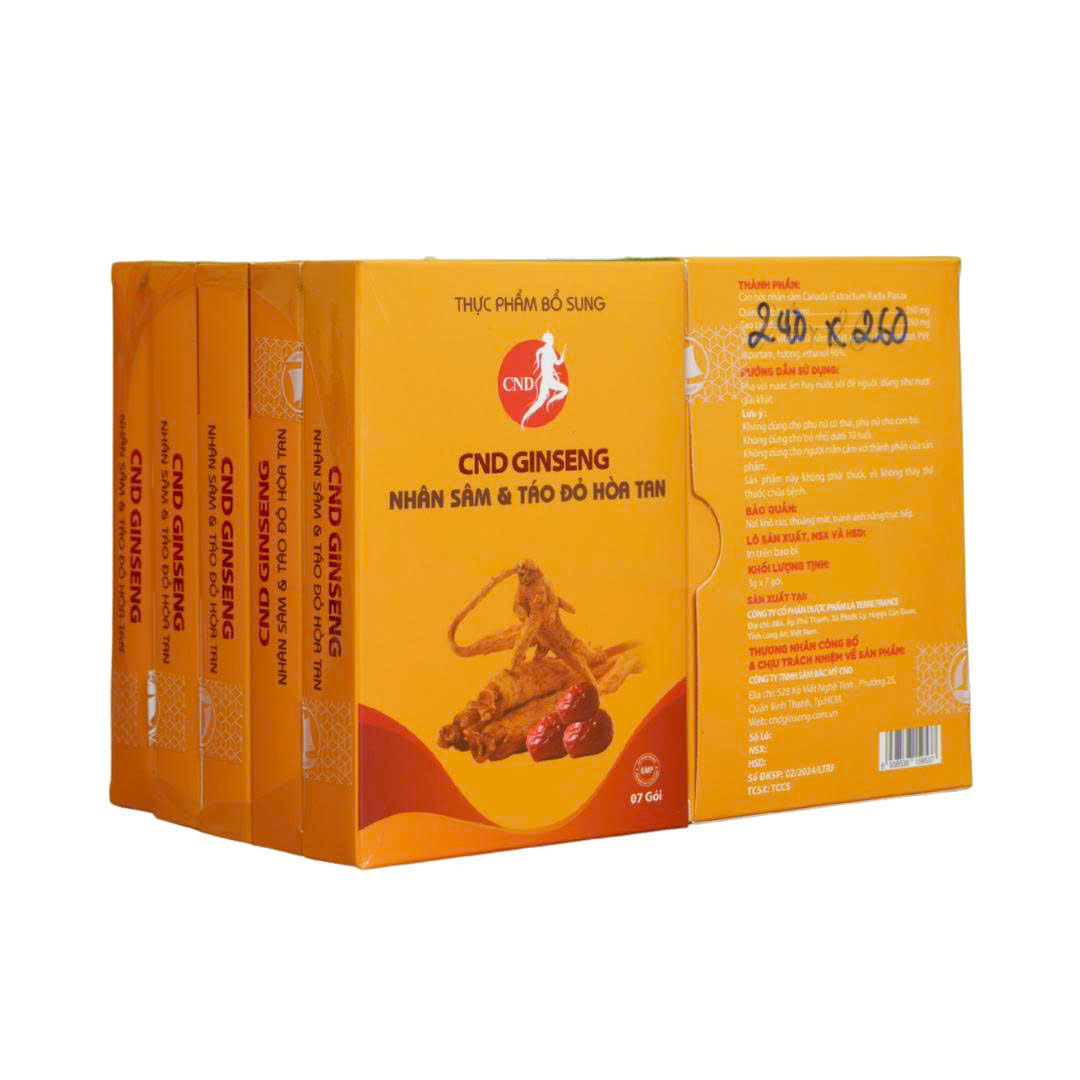 Combo 10 hộp Thực phẩm bổ sung Nhân sâm và táo đỏ hoà tan loại 7 gói