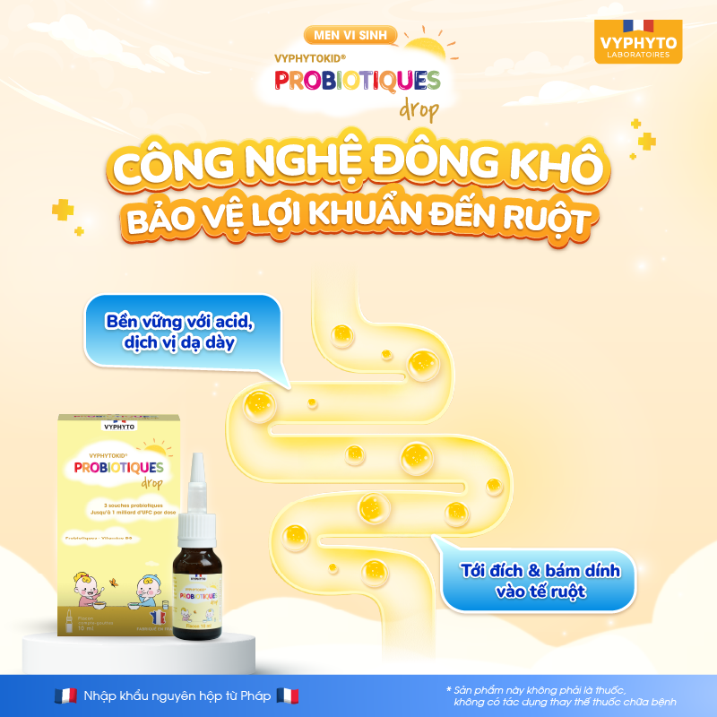 Thực phẩm bảo vệ sức khỏe VYPHYTOKID PROBIOTIQUES drop hỗ trợ bổ sung lợi khuẩn