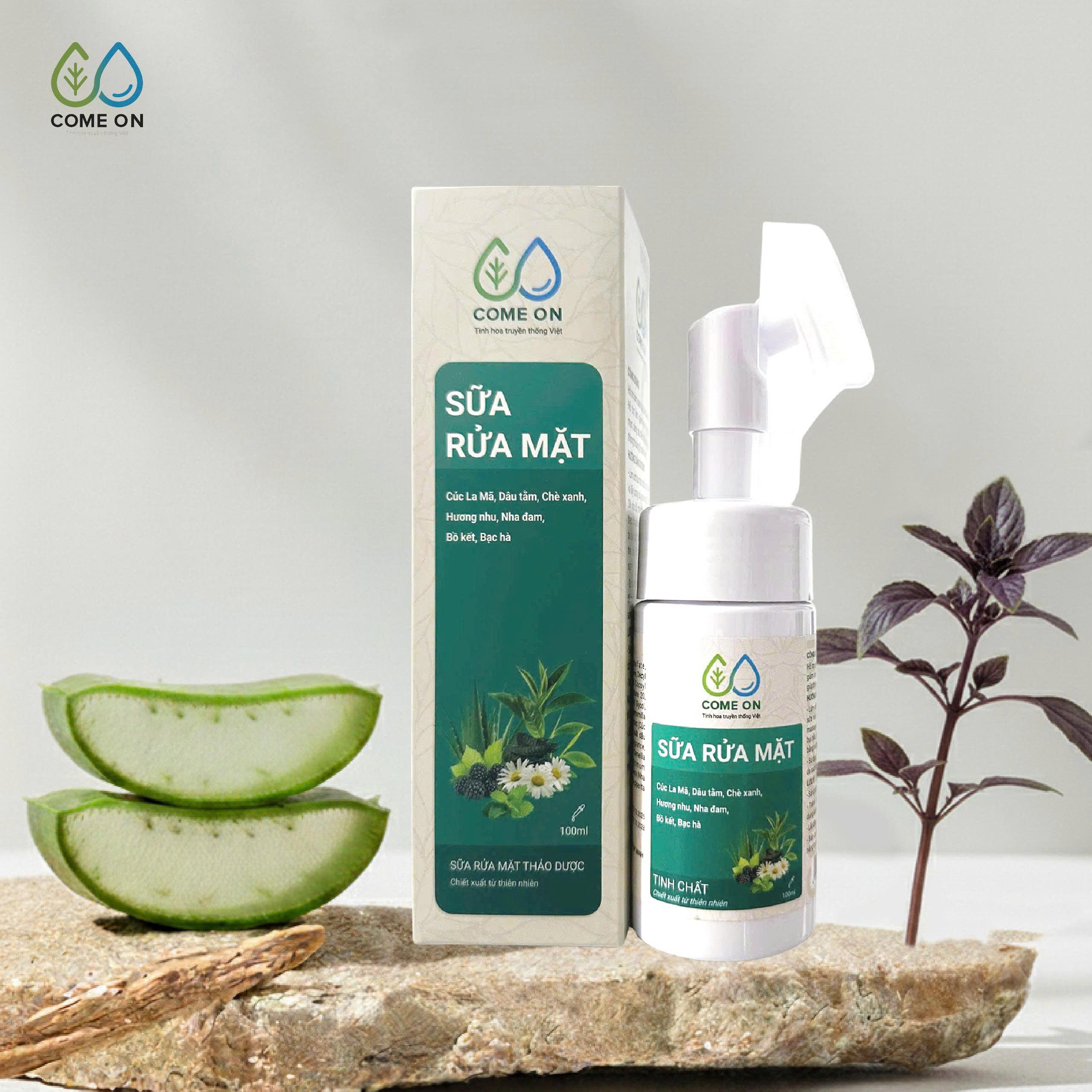 Sữa rửa mặt thảo dược COME ON làm sạch da, sáng da, thông thoáng lỗ chân lông 100ml