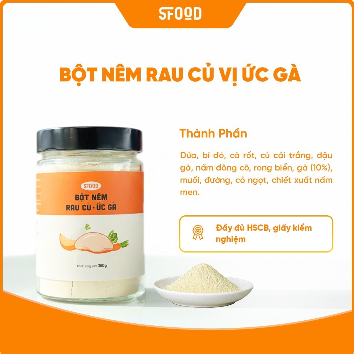 Bột Nêm Rau Củ & Ức Gà (Hũ 350g) - Phân phối chính hãng