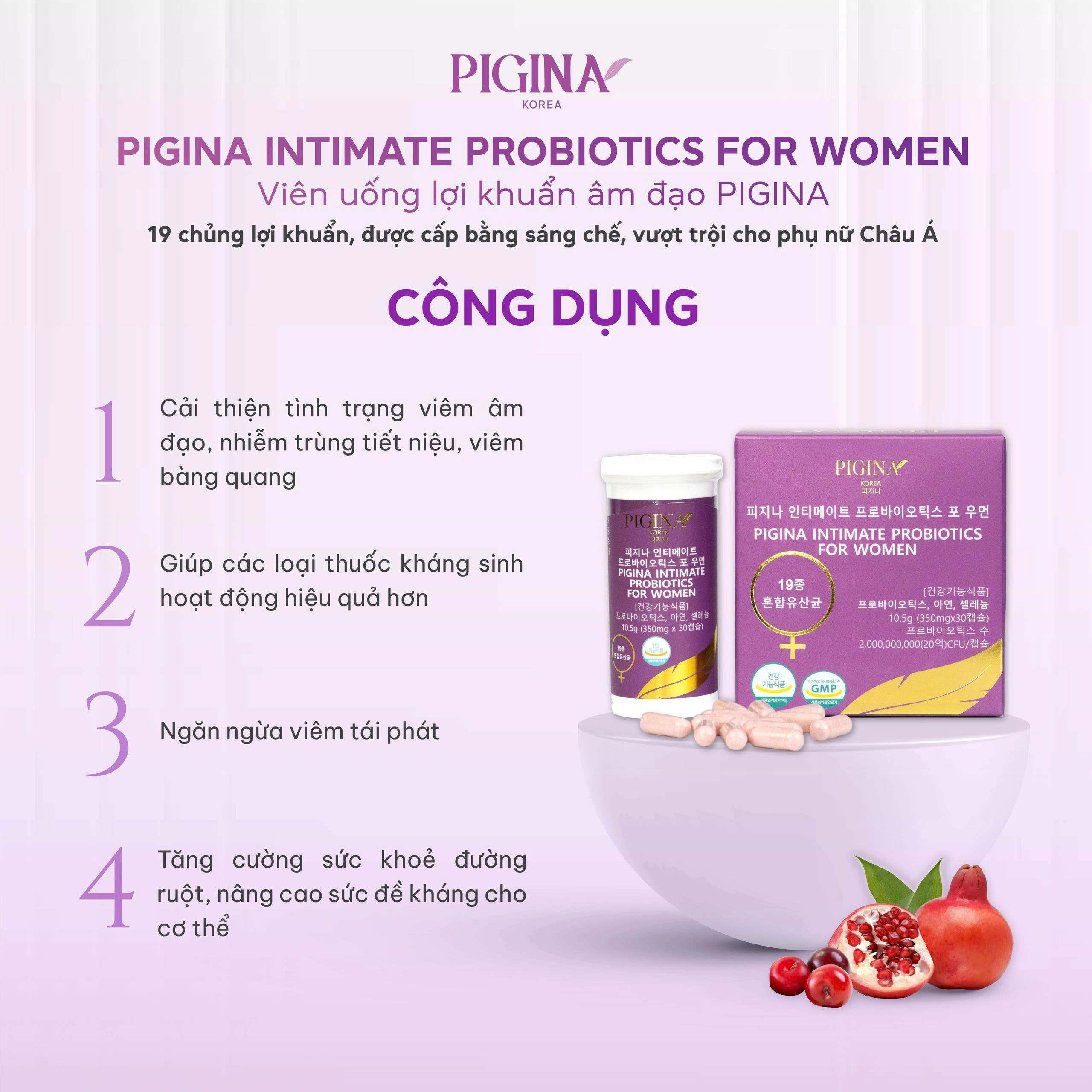 Viên uống bổ sung lợi khuẩn cho nữ giới Pigina (30 viên) - 7