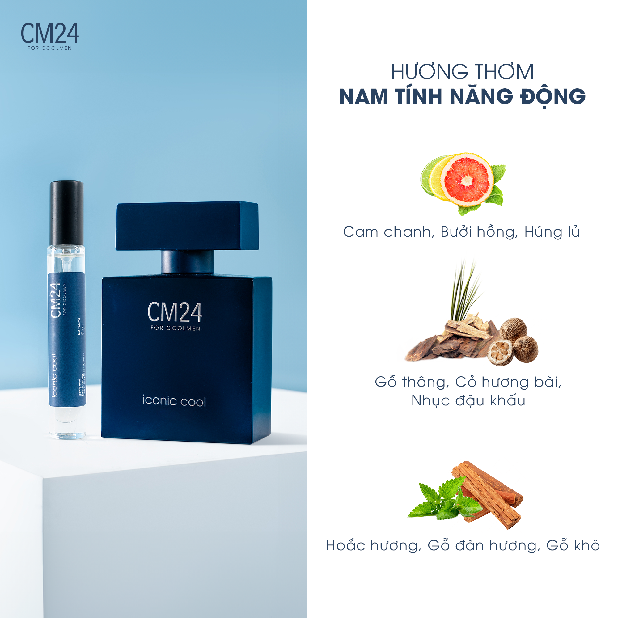 Nước hoa nam CM24 Iconic Cool lưu hương 6-8h 50ml - 5