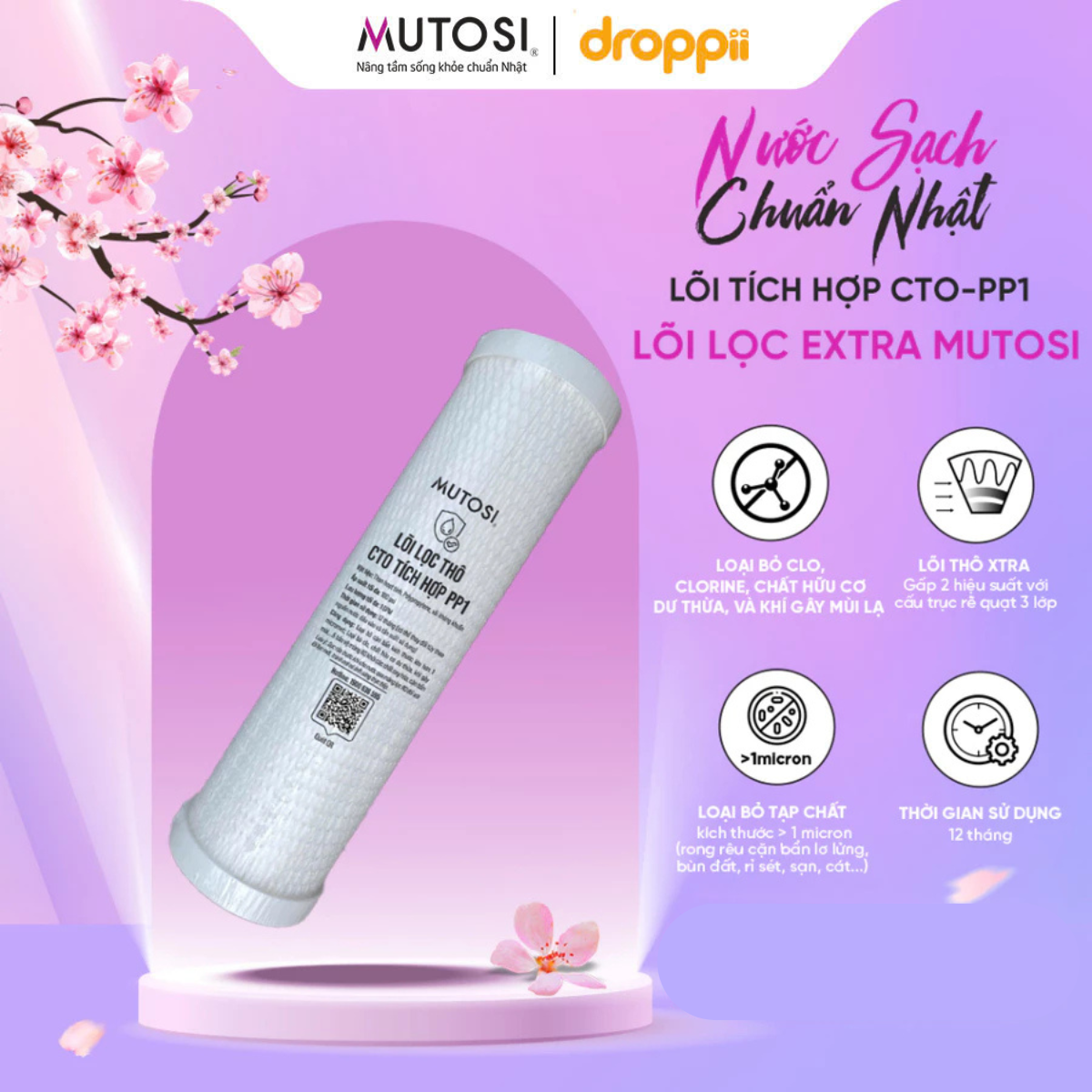 Lõi lọc Mutosi Xtra CTO tích hợp PP1 - Phân phối chính hãng