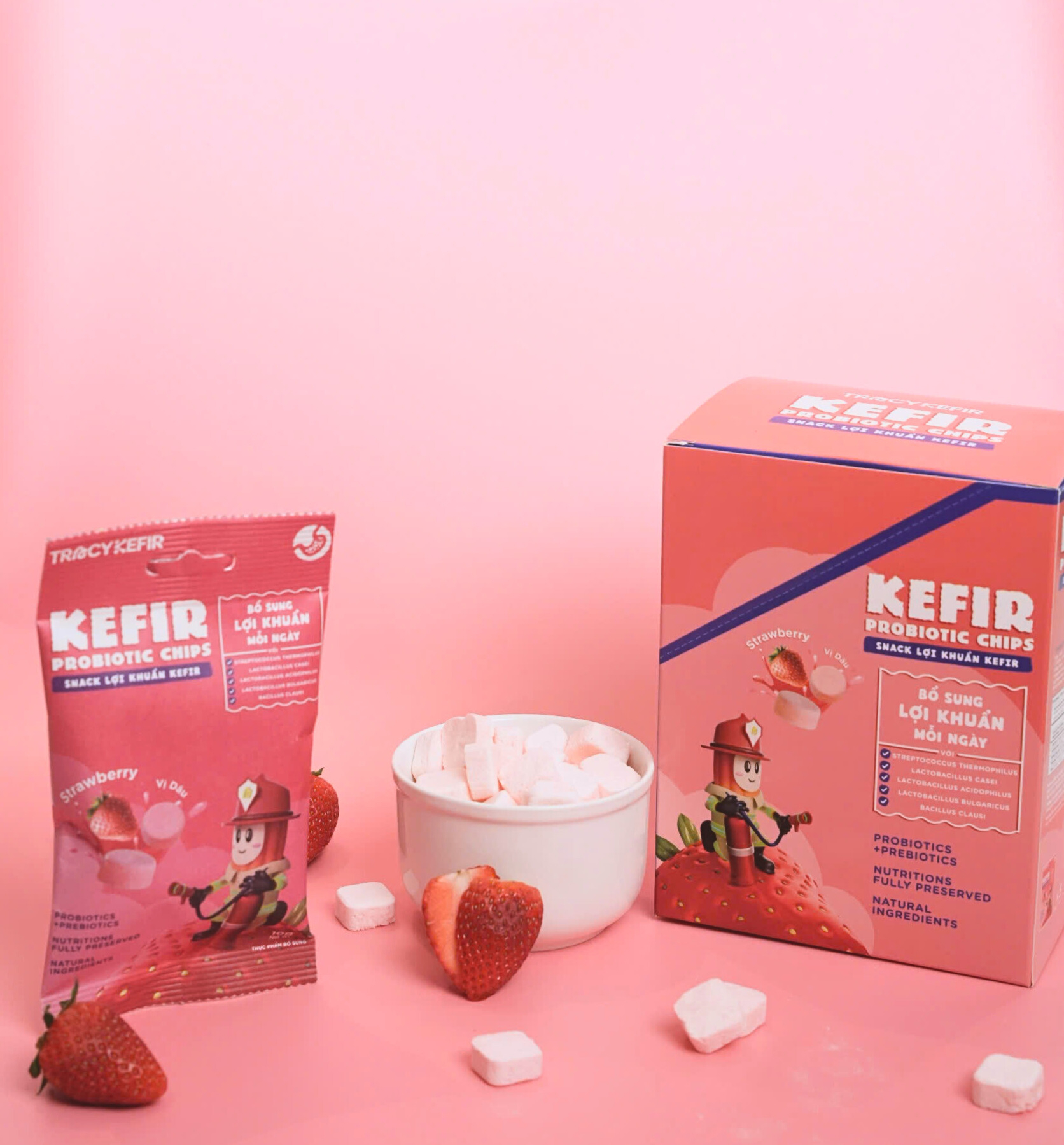 Hộp Snack Lợi Khuẩn Kefir Vị Dâu (5 gói)