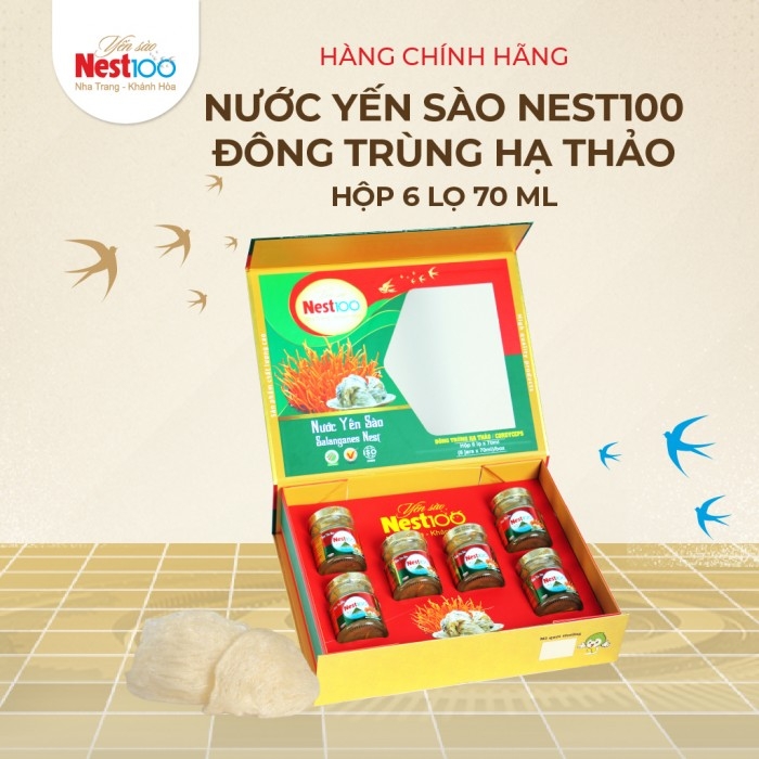 Nước Yến sào Đông trùng hạ thảo Nest100 (6 lọ + túi) - 3