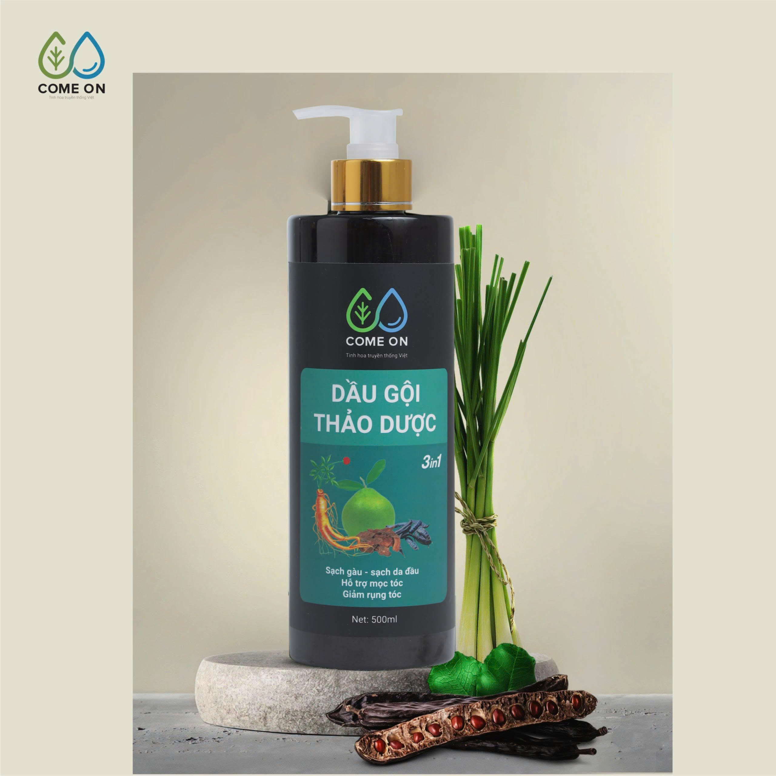 Dầu gội thảo dược COME ON 3in1 giải pháp toàn diện cho da đầu khoẻ, mượt tóc, phục hồi tóc 500ml - 9