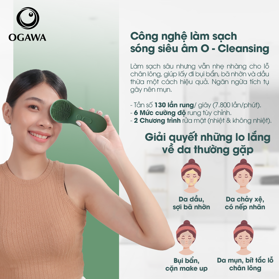 OGAWA Beauty - Silicone Facial Cleansing Brush (OB-430) / Máy rửa mặt sóng âm (OB-430), hiệu Ogawa - 8